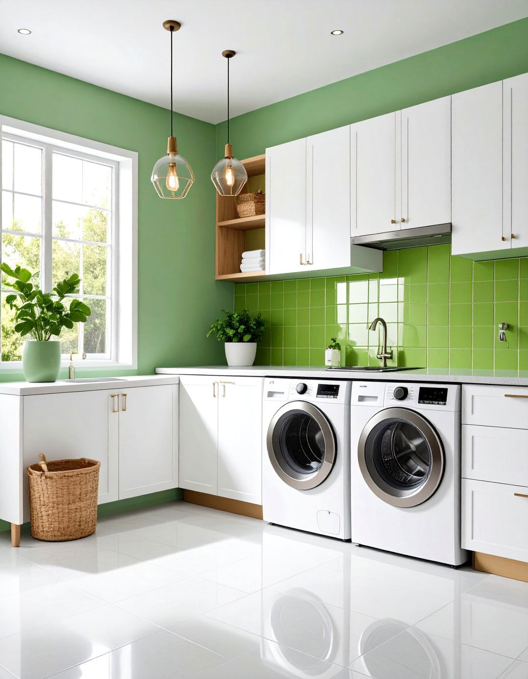 Lime Green Modern Energy - 24 Green Laundry Room Ideas