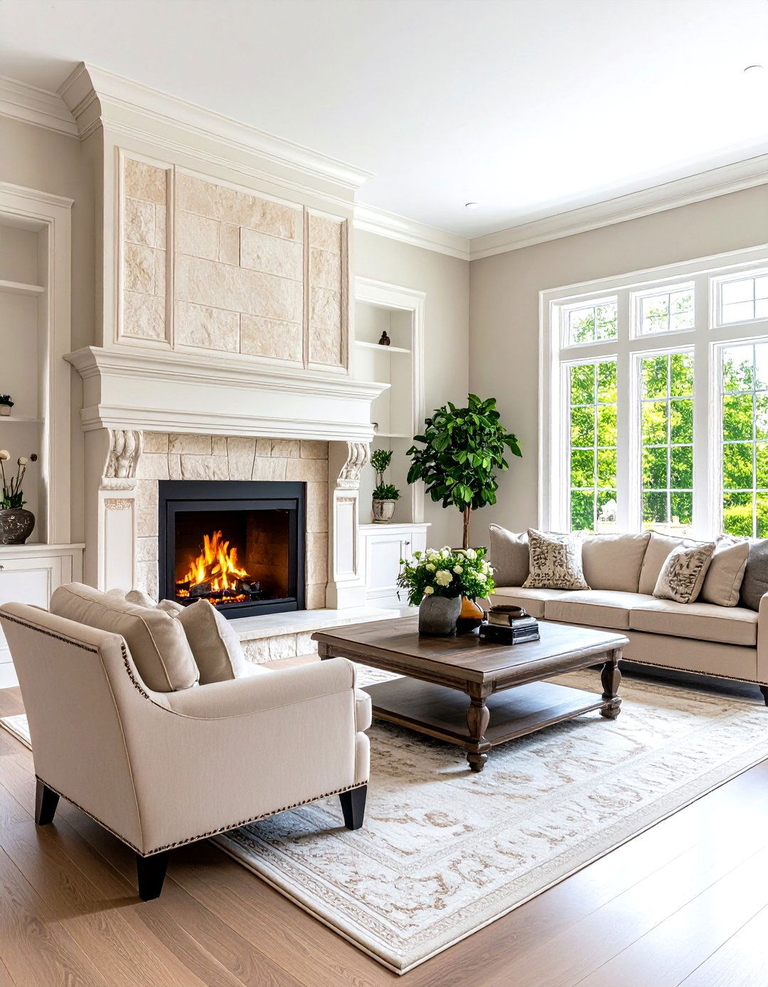 Limestone Ashlar Cut Formal Design - 24 Floor to Ceiling Stone Fireplace Ideas