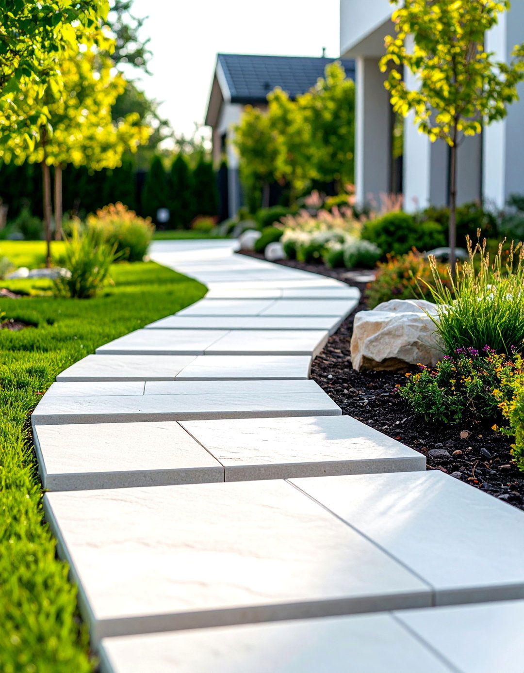 Limestone Block Contemporary Clean Lines - 24 Front Walkway Ideas