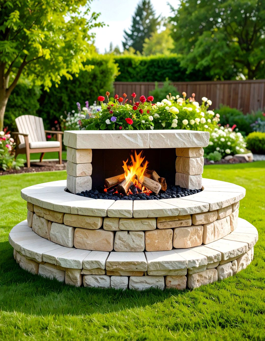 Limestone Block Fire Pit - 24 Rustic Fire Pit Ideas