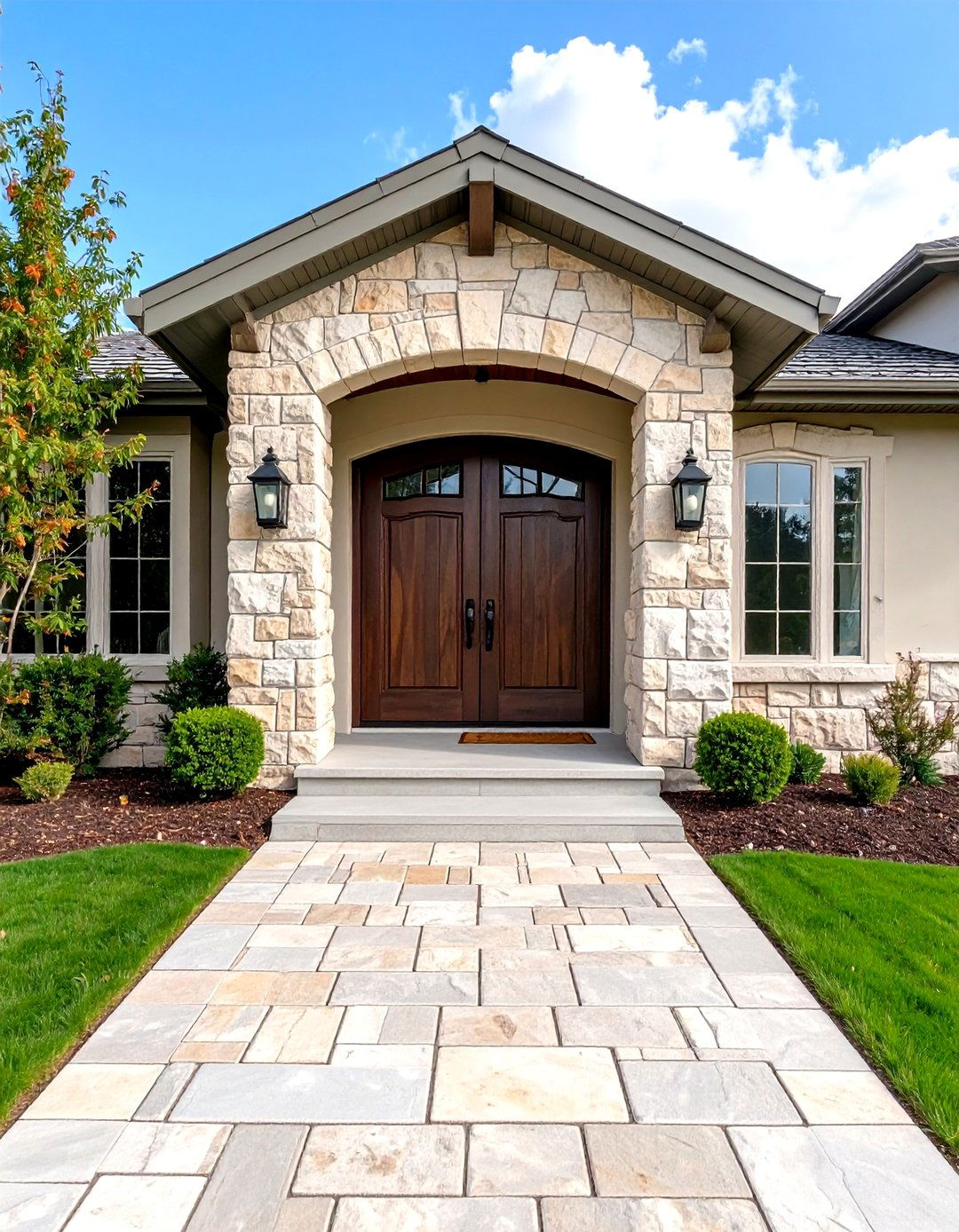 Limestone Block Formal Entrance - 24 Rock Walkway Ideas