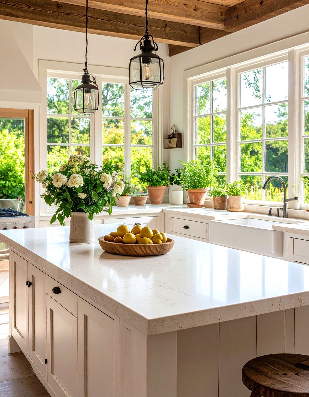 Limestone Classic Country Kitchen - 24 Outdoor Kitchen Countertop Ideas