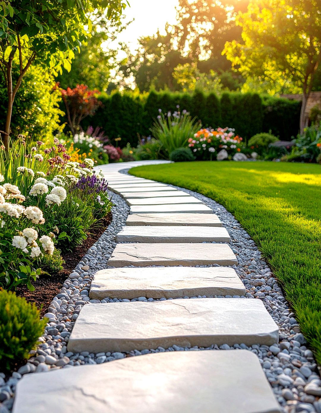 Limestone Classic Garden Path - 24 Stepping Stone Walkway Ideas
