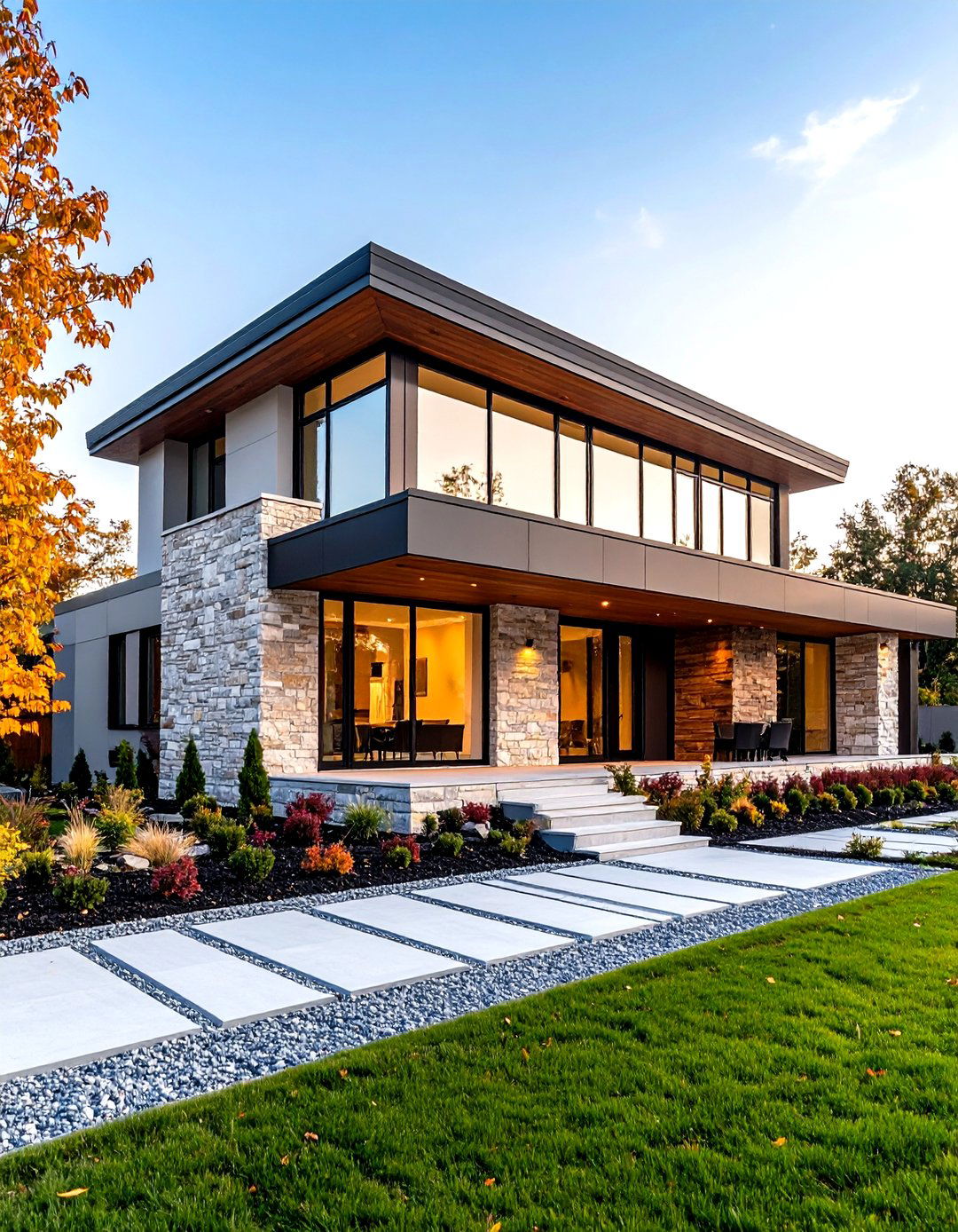 Limestone Contemporary Minimalism - 24 Stone Exterior Home Ideas