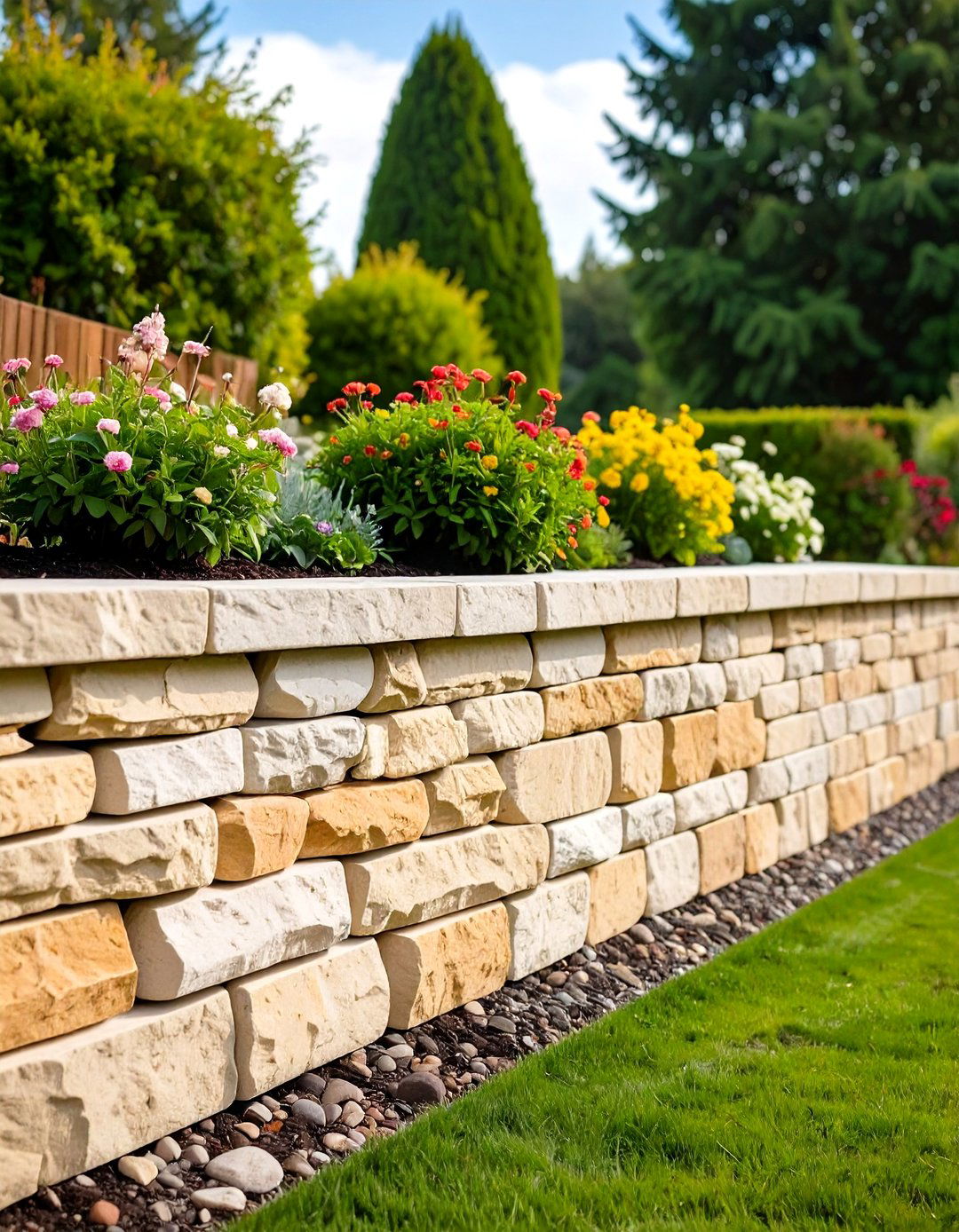 Limestone Ledgestone Retaining Wall - 24 Natural Rock Retaining Wall Ideas