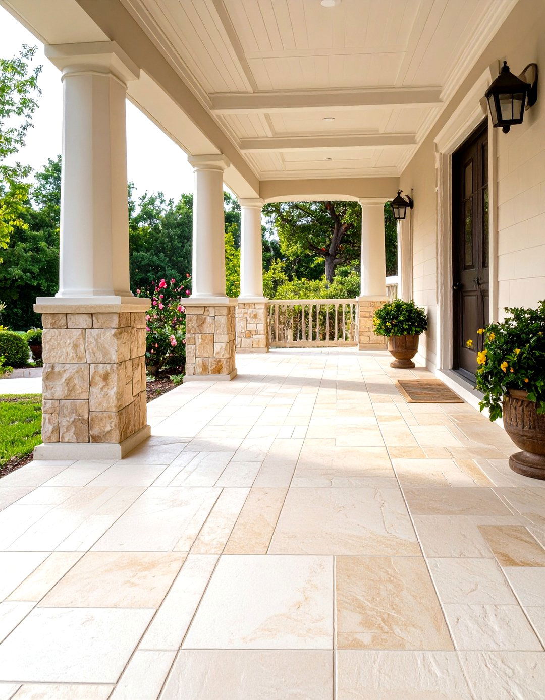 Limestone Natural Elegance Charm - 24 Front Porch Tile Ideas