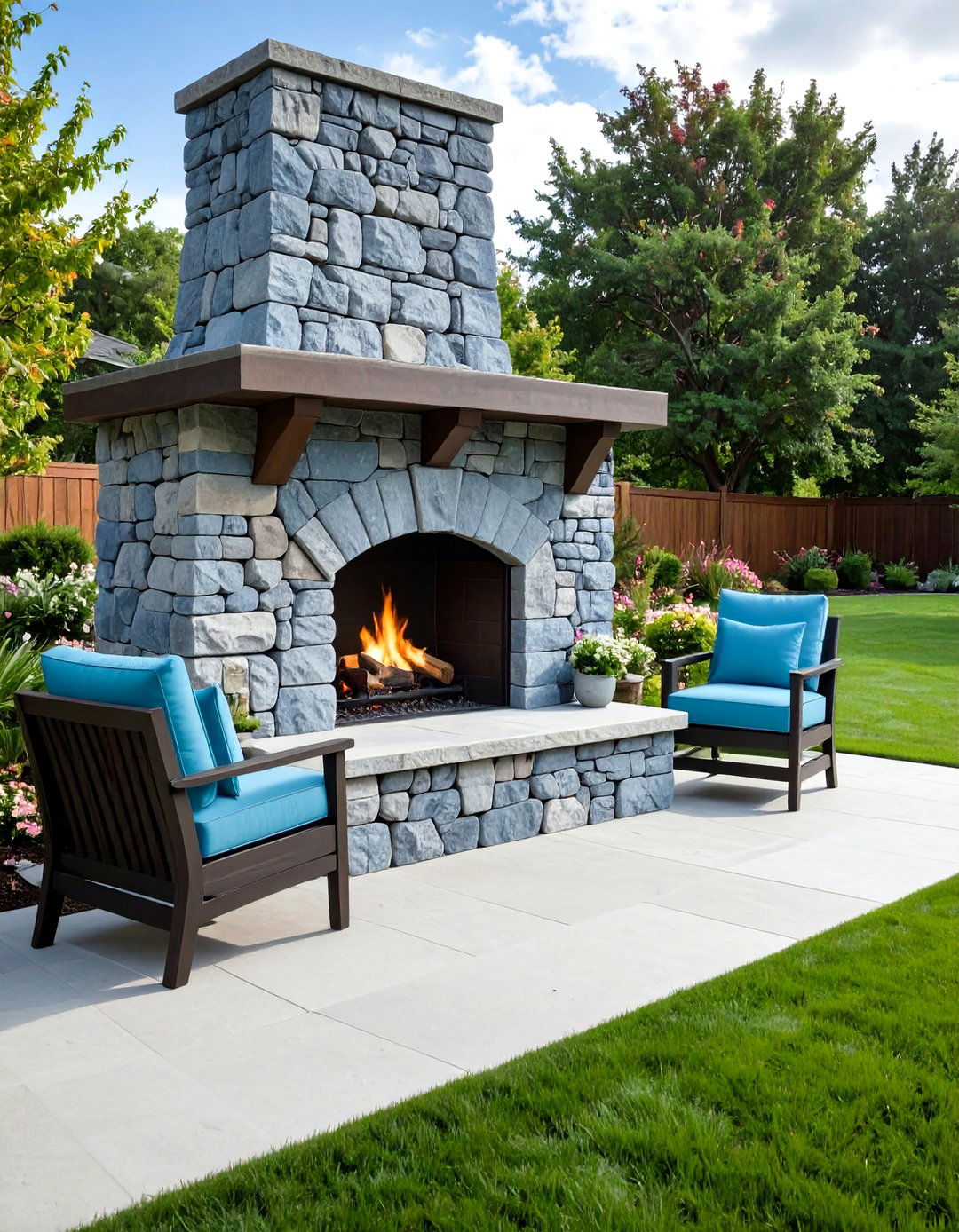 Limestone Outdoor Fireplace with Rustic Elegance - 24 Rustic Outdoor Fireplace Ideas