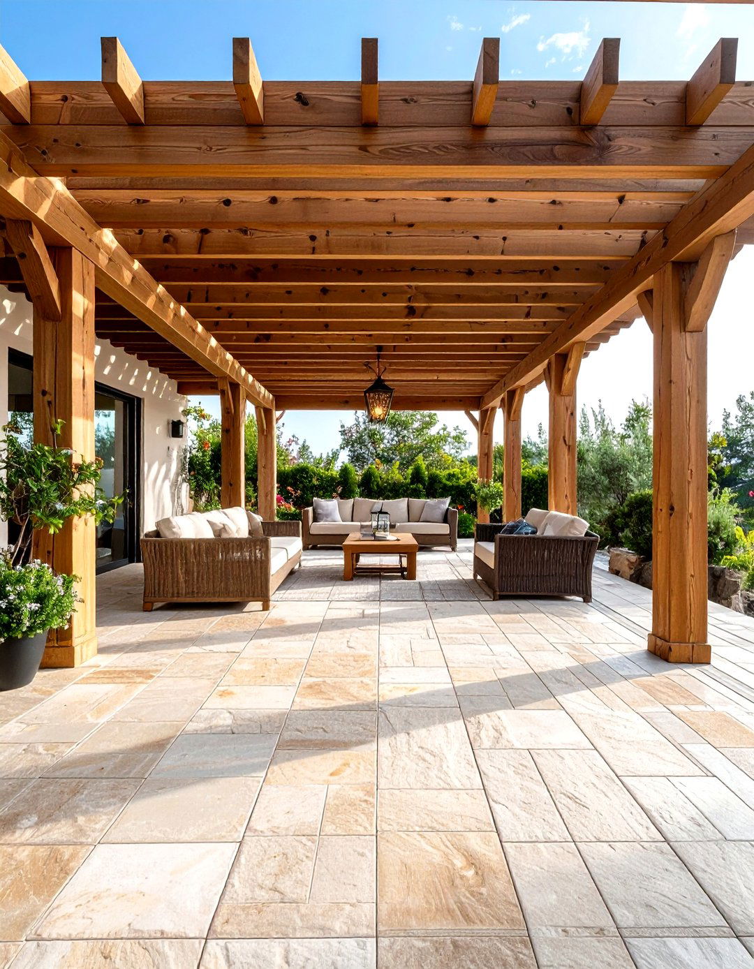 Limestone Paver Pergola Bases - 24 Pergola Flooring Ideas