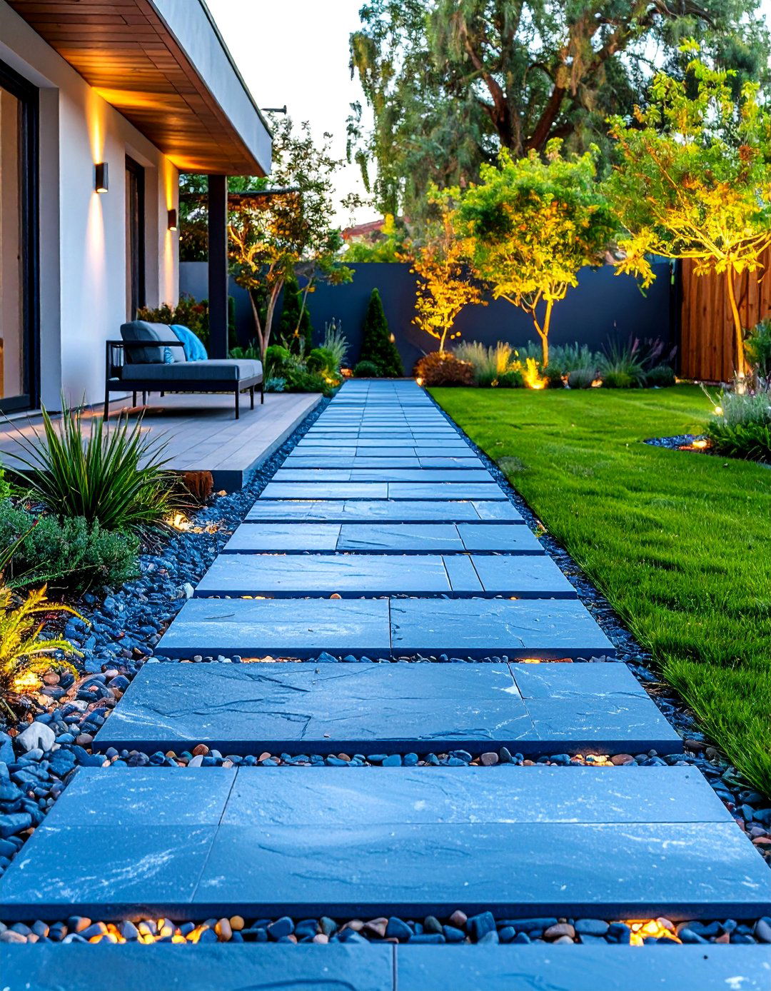 Linear Contemporary Bluestone Design - 24 Bluestone Patio Ideas