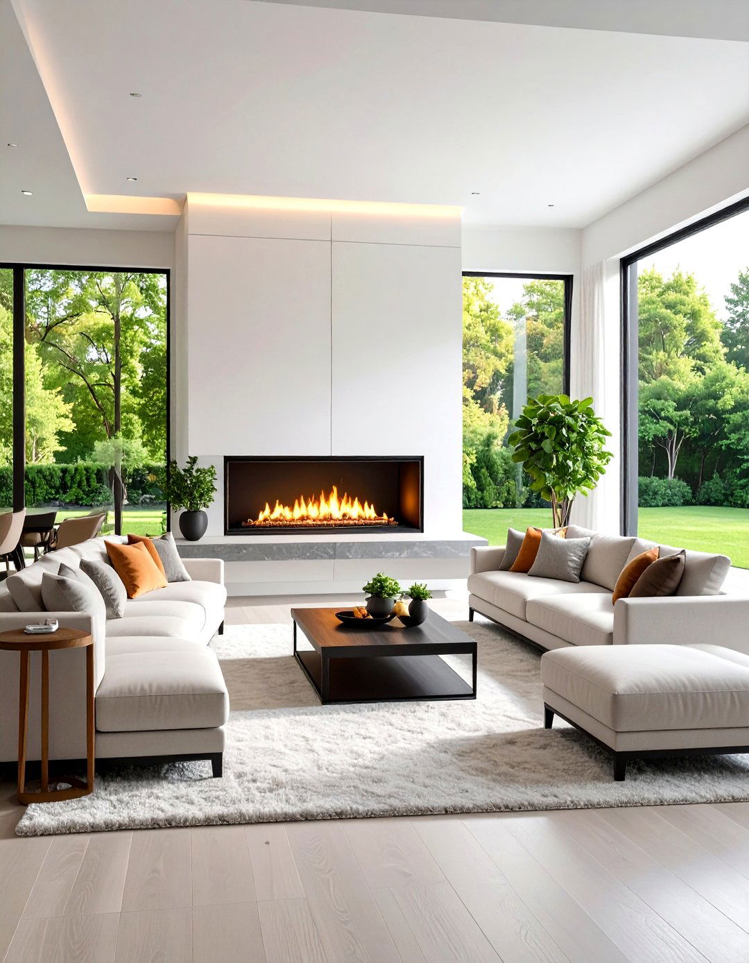 Linear Contemporary Gas Fireplace Design - 24 Gas Fireplace Ideas