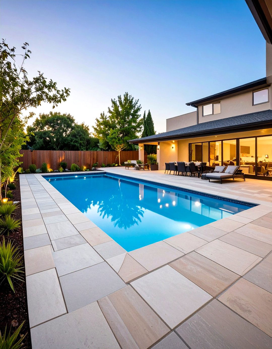 Linear Contemporary Pool Deck - 24 Concrete Pavers Around Pool Ideas