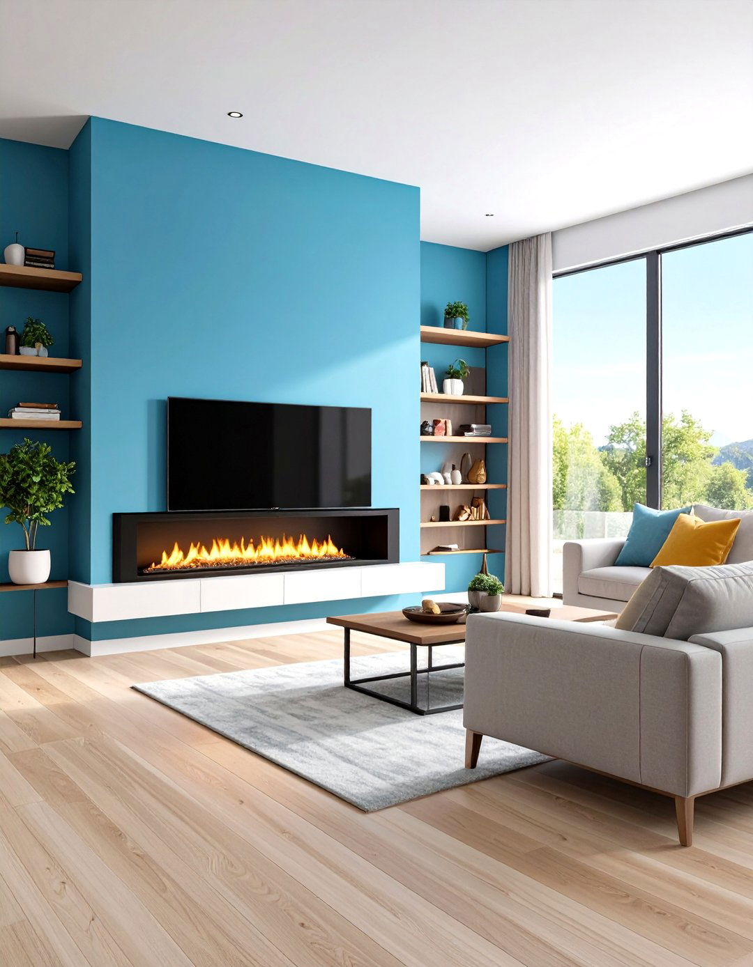 Linear Electric Fireplace Media Wall - 24 Media Wall Ideas