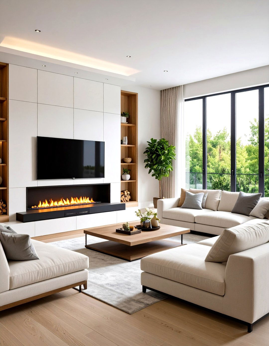 Linear Fireplaces with Television Integration - 24 linear fireplace ideas