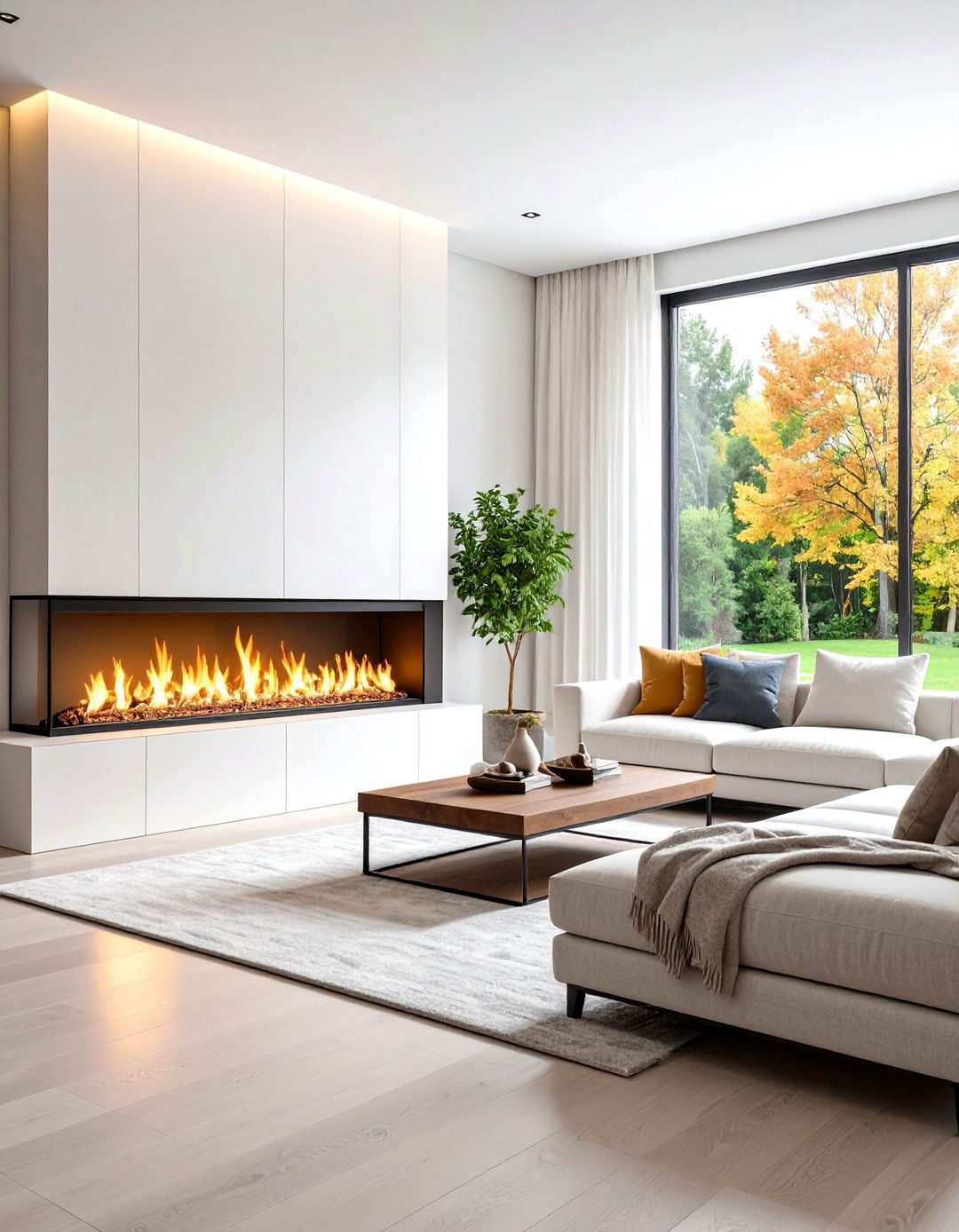 Linear Ribbon Gas Fireplace - 24 Mid-century Modern Fireplace Ideas