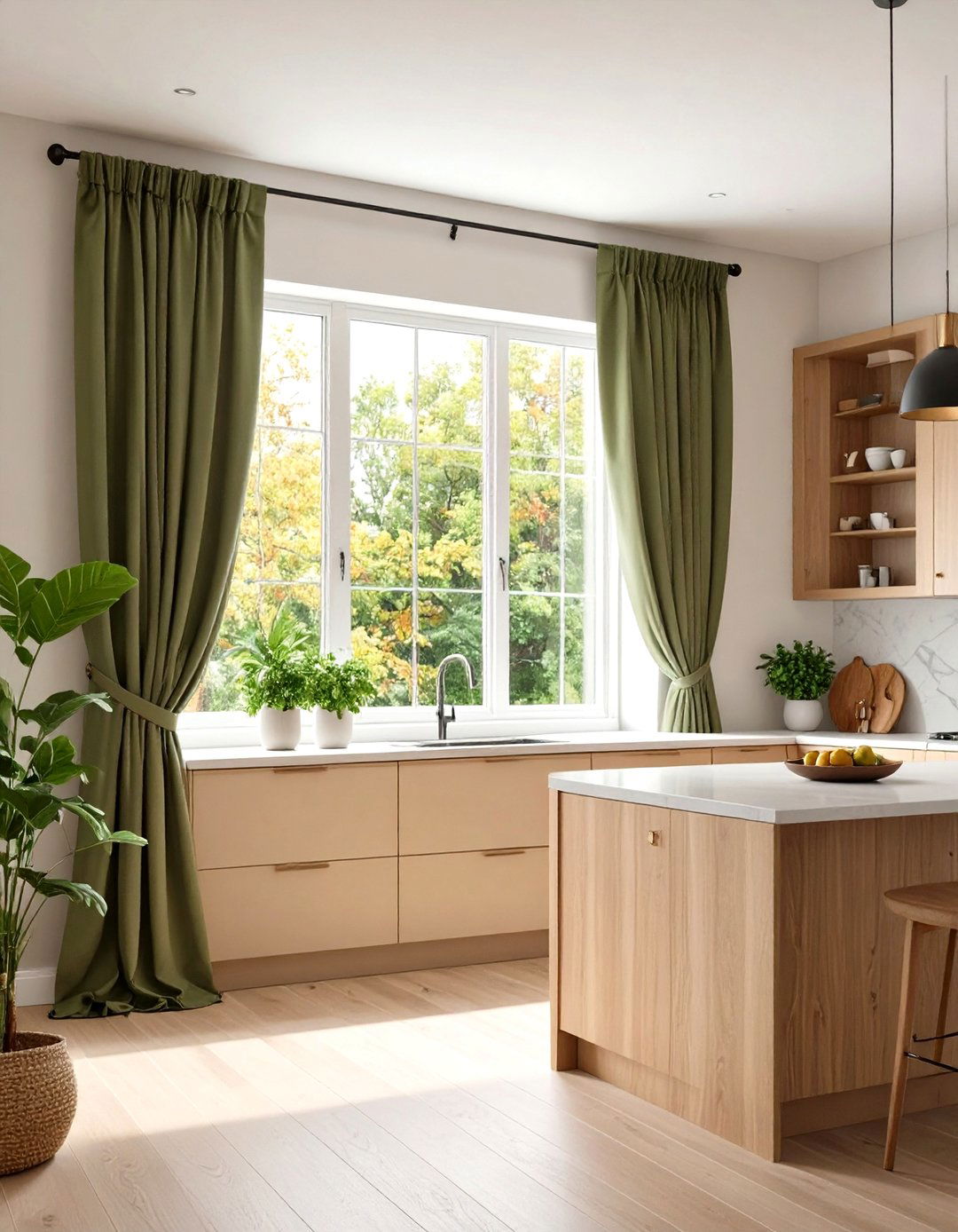 Linen Blend Curtains in Neutral Earth Tones - 24 Kitchen Curtain Ideas