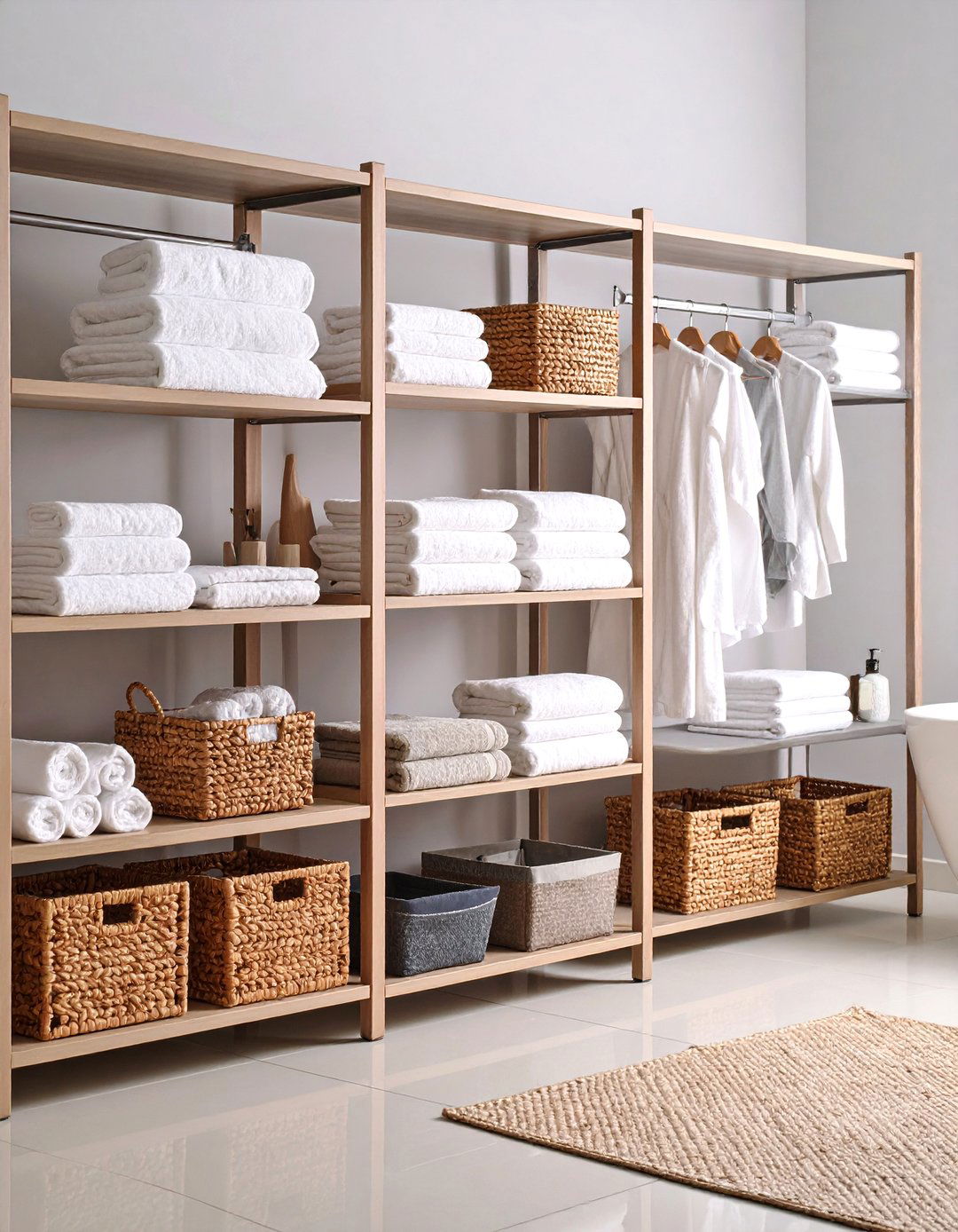 Linen Closet with Adjustable Shelving Systems - 24 Bathroom Organization Ideas