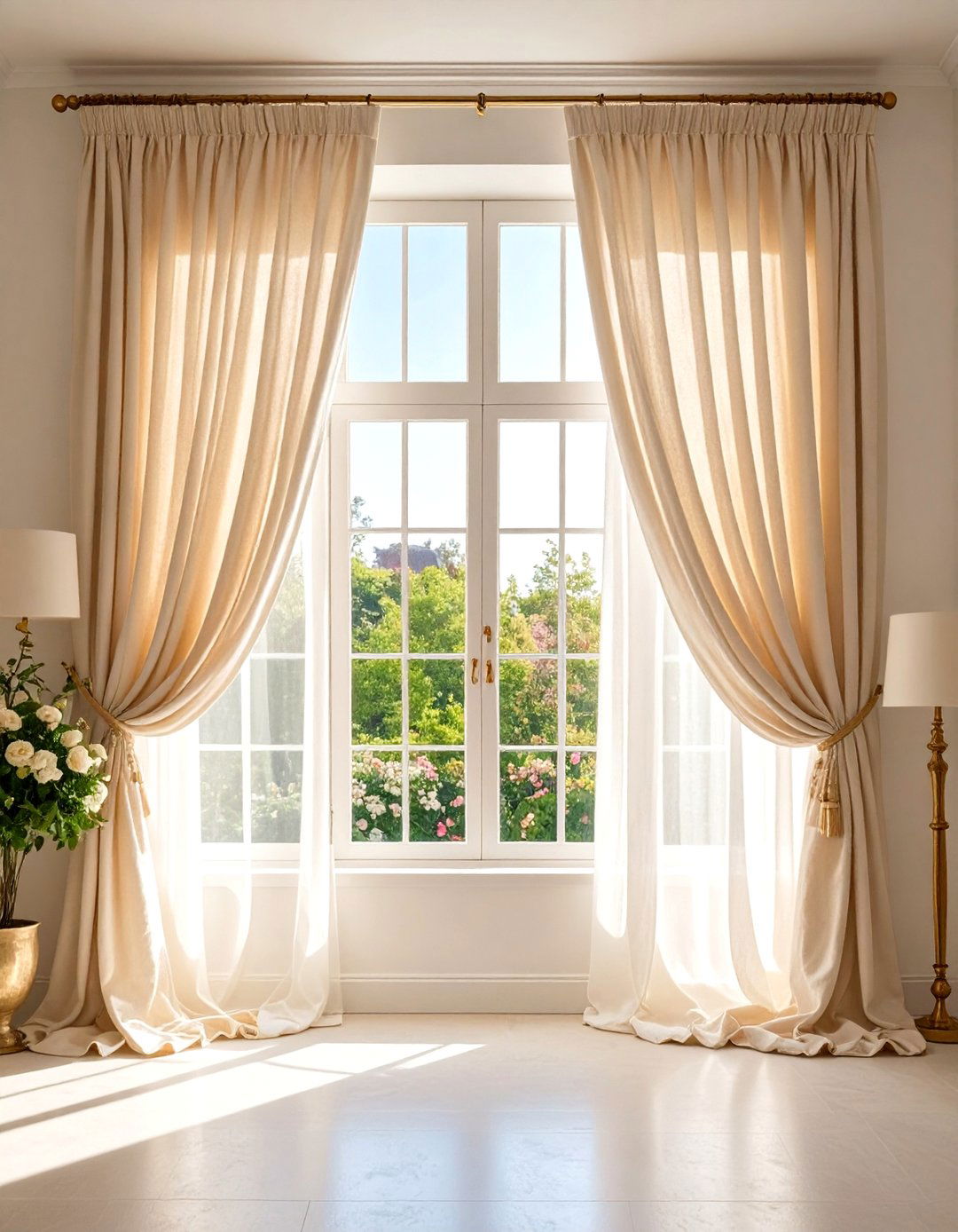 Linen Curtain Window Treatments - 24 Parisian-style Living Room Ideas