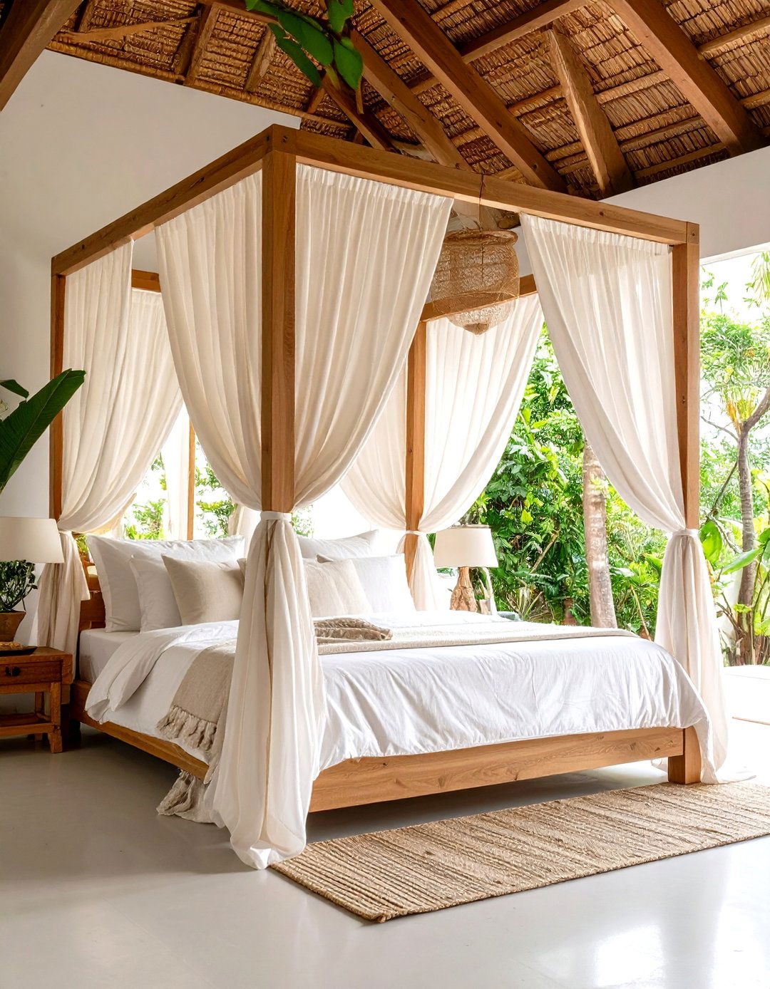 Linen Draped Canopy Bed - 24 Greek Bedroom Design Ideas
