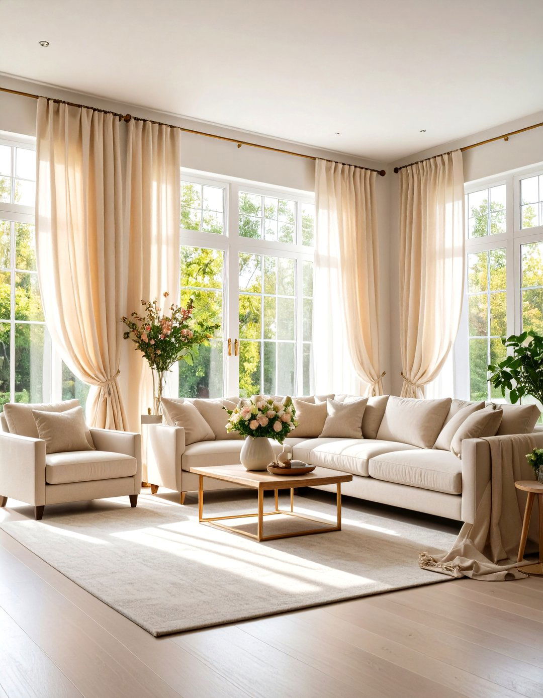 Linen Drapery Living Room - 24 Organic Modern Living Room Design Ideas