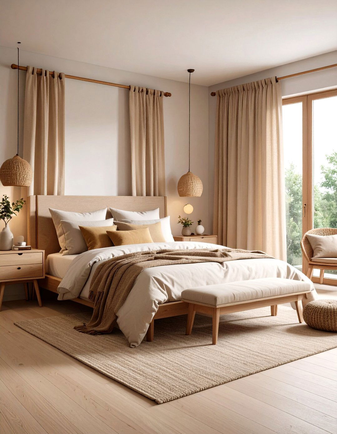 Linen Natural Bedroom Sanctuary - 24 Bedroom Curtain Ideas