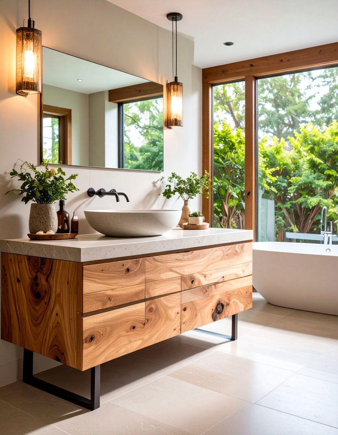 Live Edge Natural Wood Slab Vanity - 24 Wood Bathroom Vanity Ideas