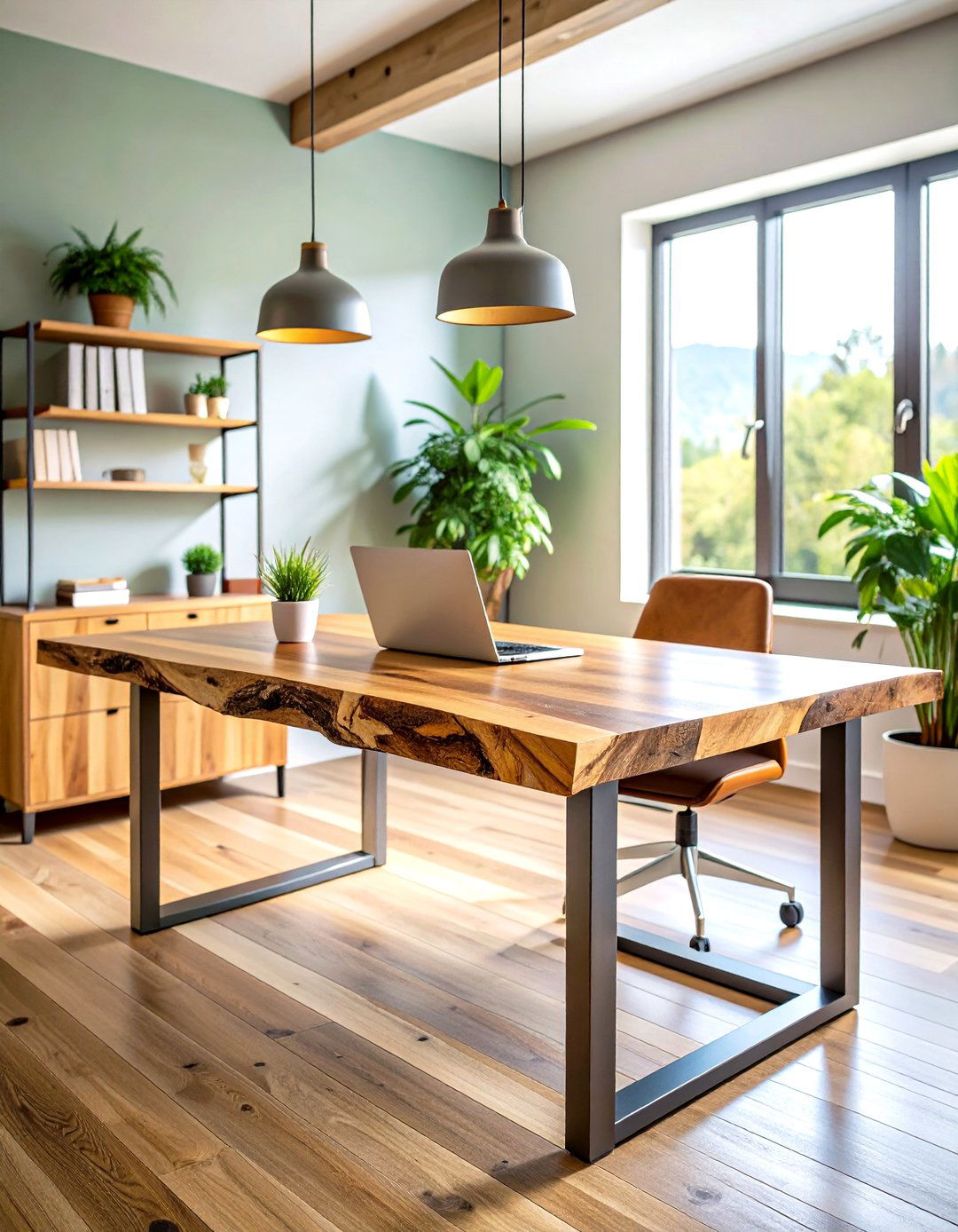 Live Edge Wood Desk with Natural Form - 24 Desk Ideas