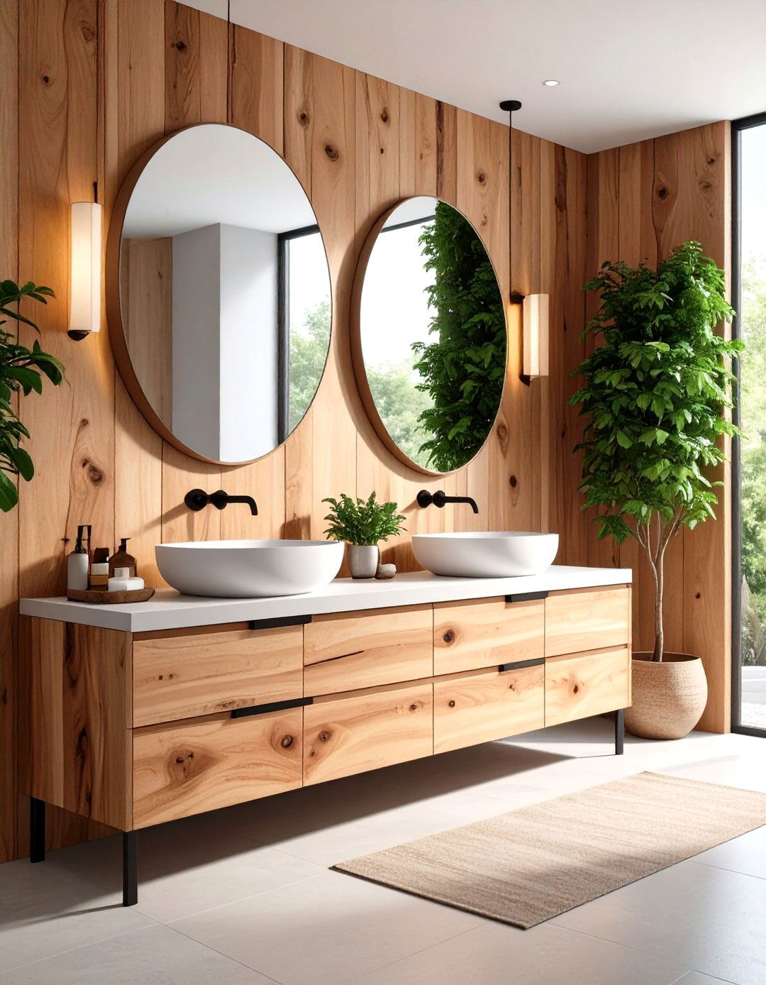 Live Edge Wood Double Vanity - 24 Double Vanity Bathroom Ideas