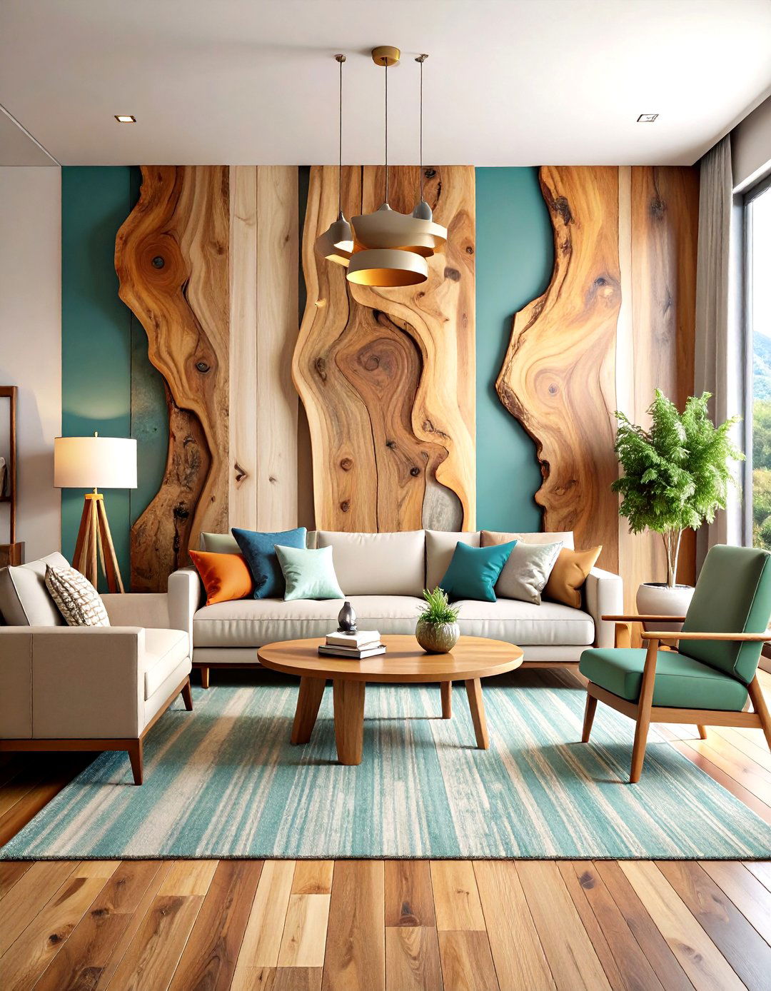 Live Edge Wood Feature Wall - 24 Tv Accent Wall Ideas