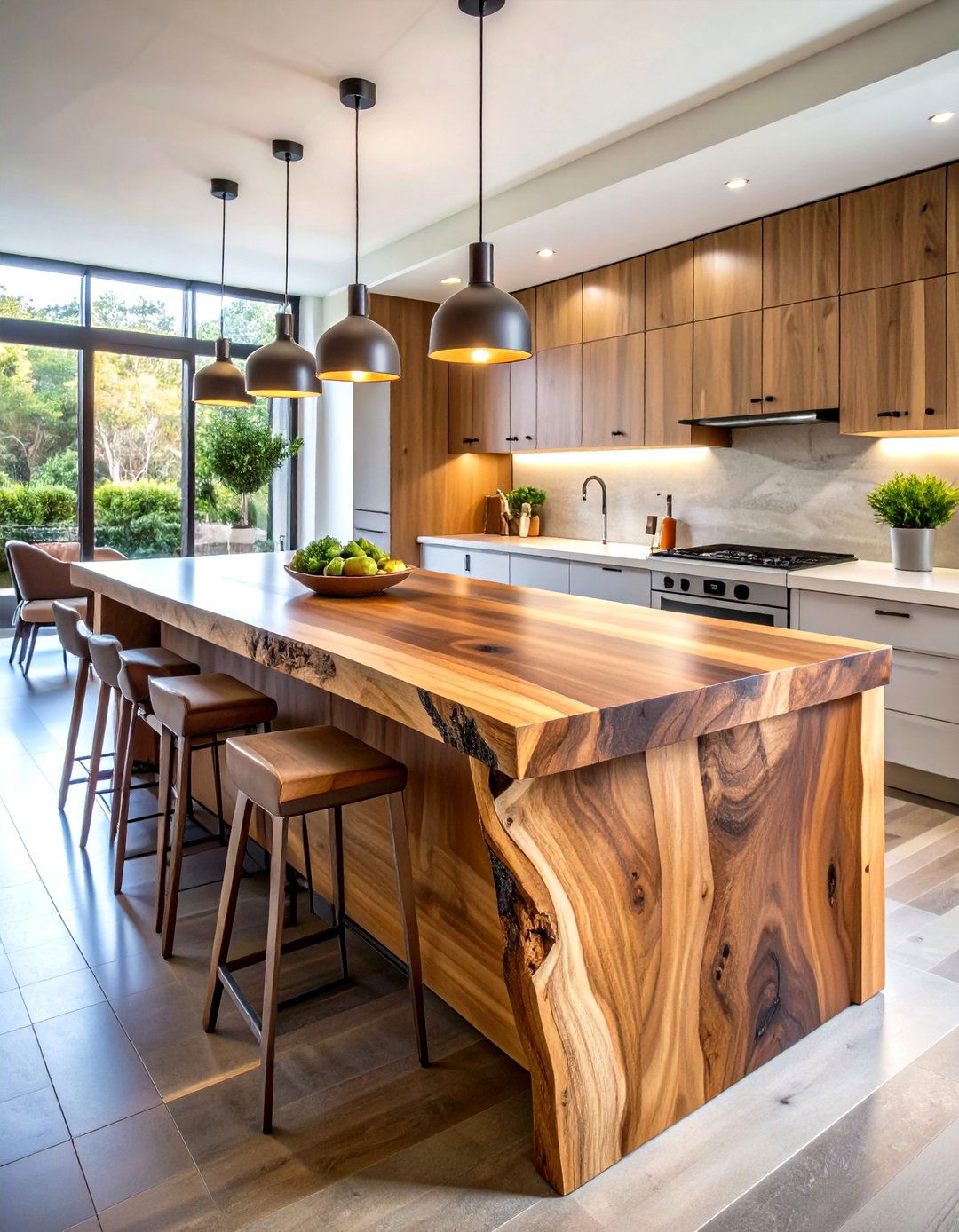 Live Edge Wood Slab Bar - 24 Kitchen Bar Ideas