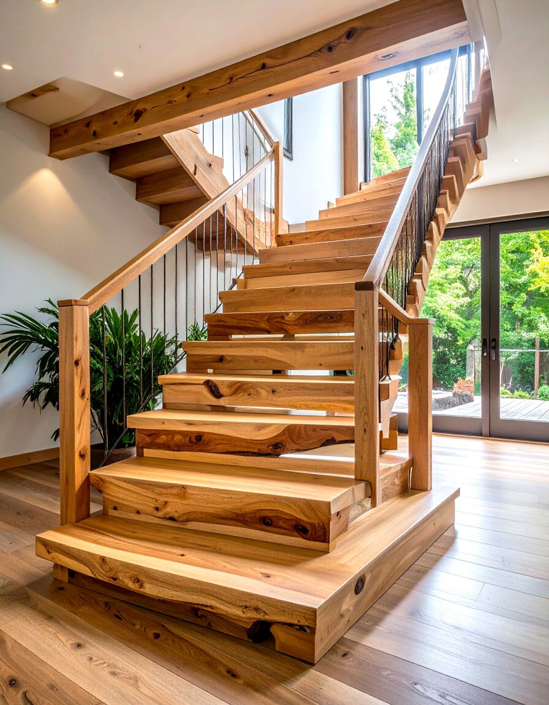 Live Edge Wooden Staircase Naturalism - 24 Wooden Staircase Ideas