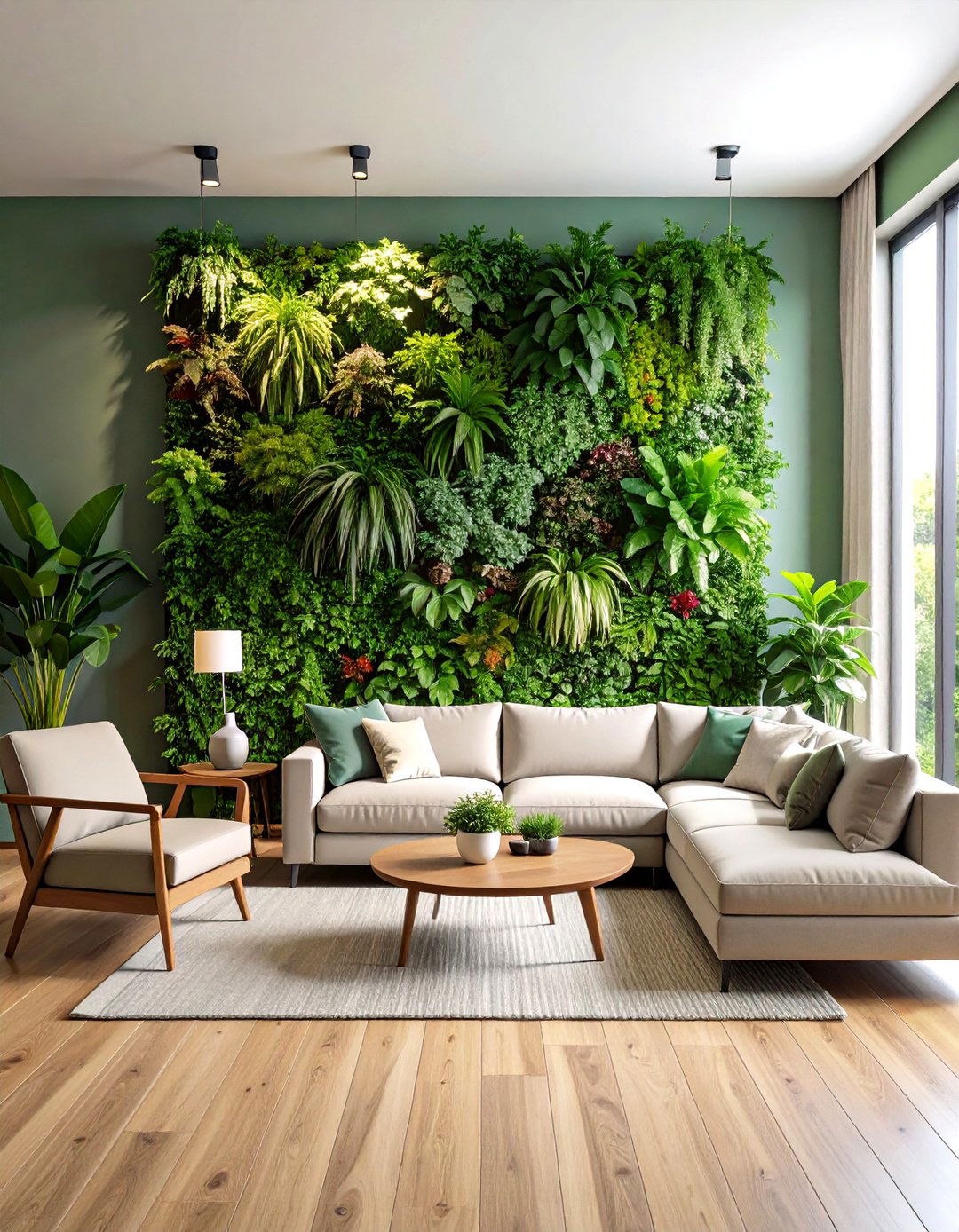 Living Plant Wall Gardens - 24 Living Room Accent Wall Ideas