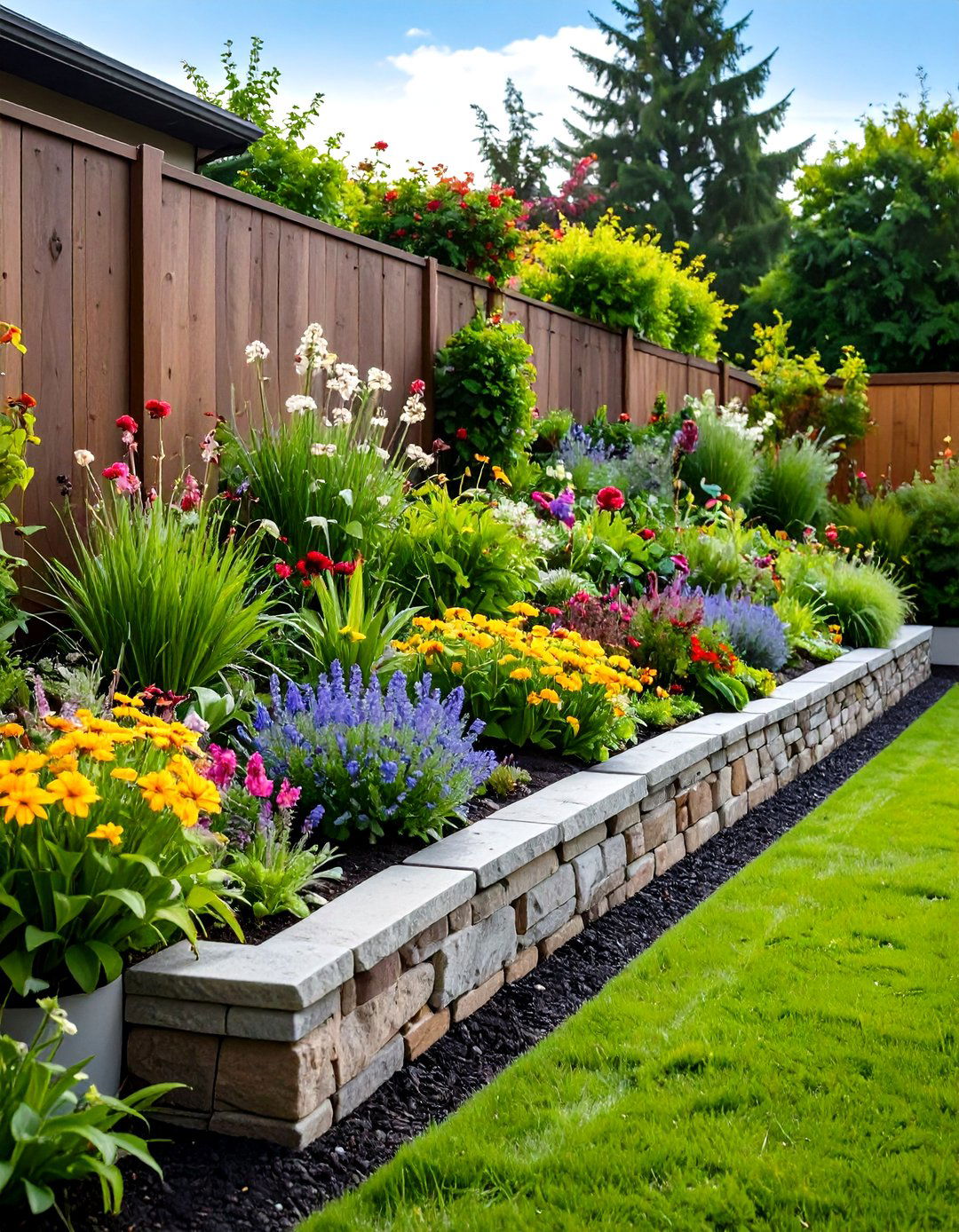 Living Retaining Wall with Integrated Planters - 24 Retaining Wall Ideas for Sloped Backyard