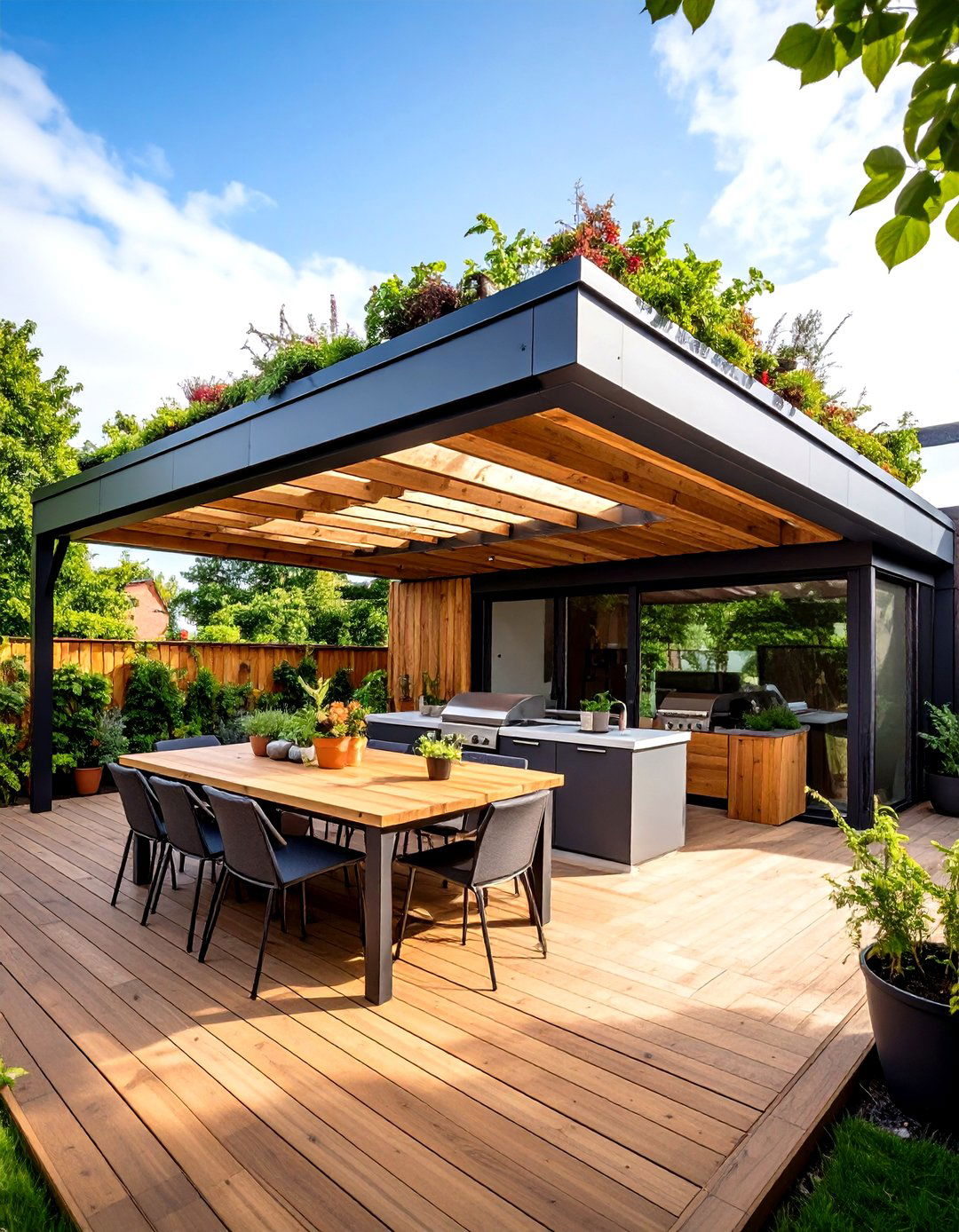 Living Roof Garden System - 24 Outdoor Kitchen Roof Ideas