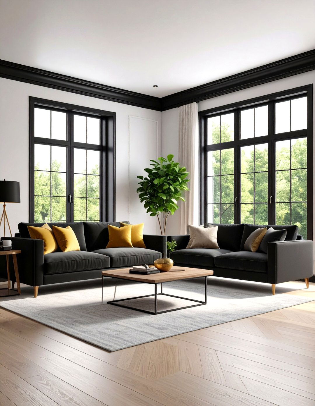 Living Room Black Trim Social Sophistication - 24 Black Trim Interiors