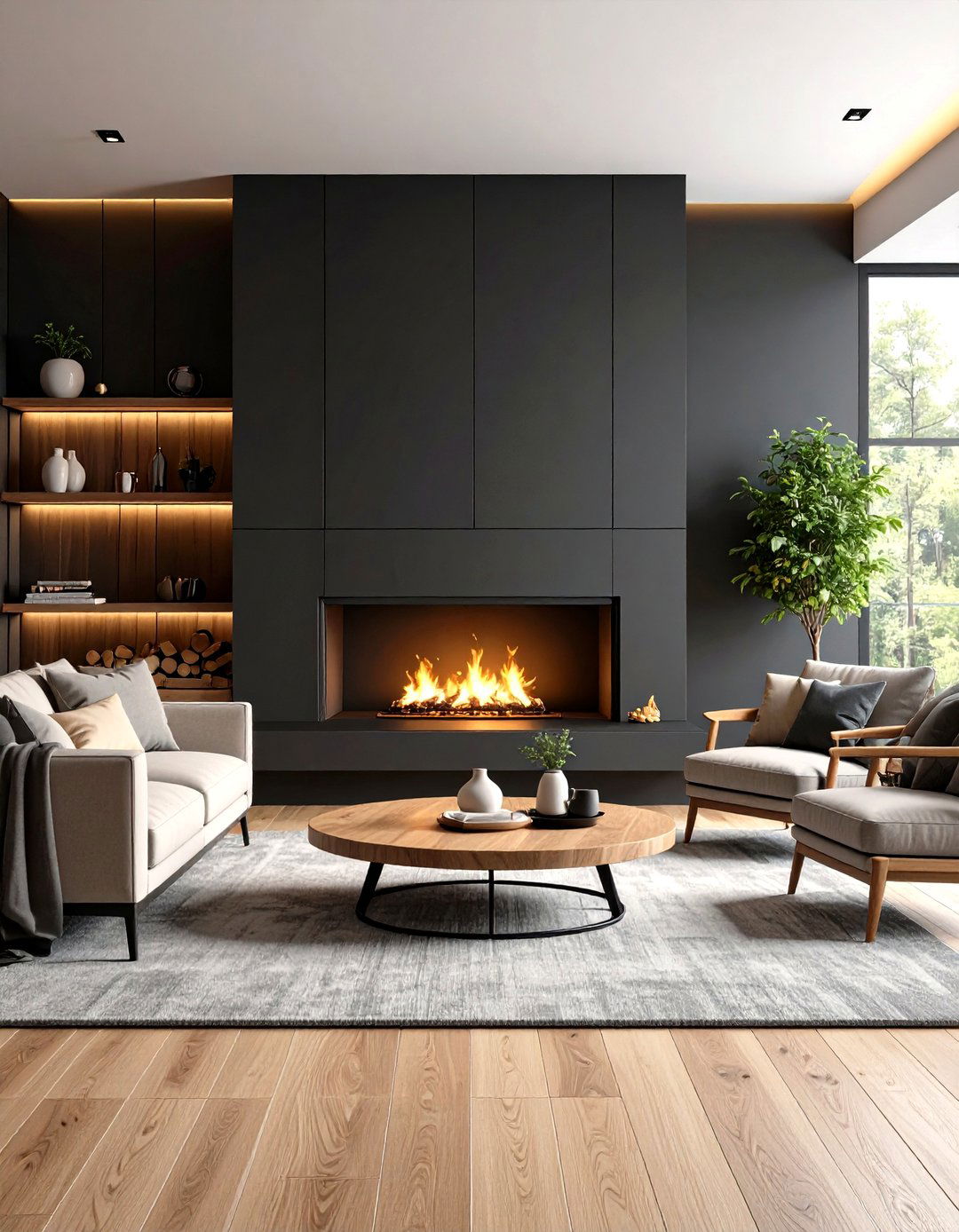 Living Room Fireplace Black Accent Wall - 24 Black Accent Wall Ideas