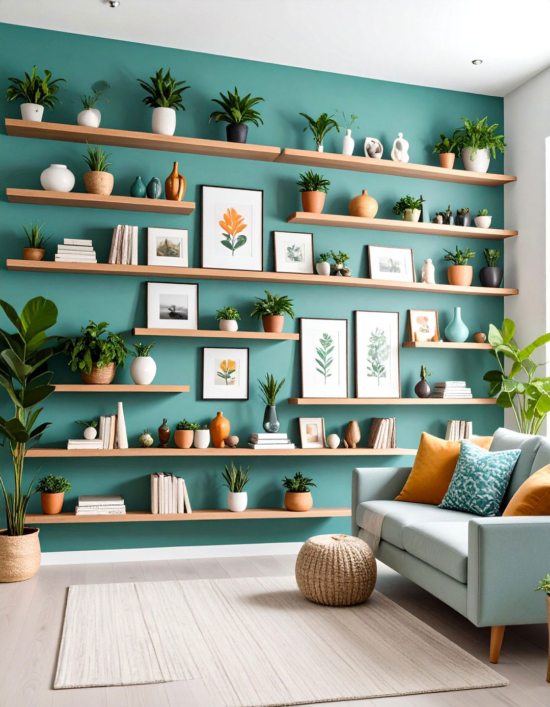 Living Room Gallery Wall Display - 24 Floating Shelves Ideas
