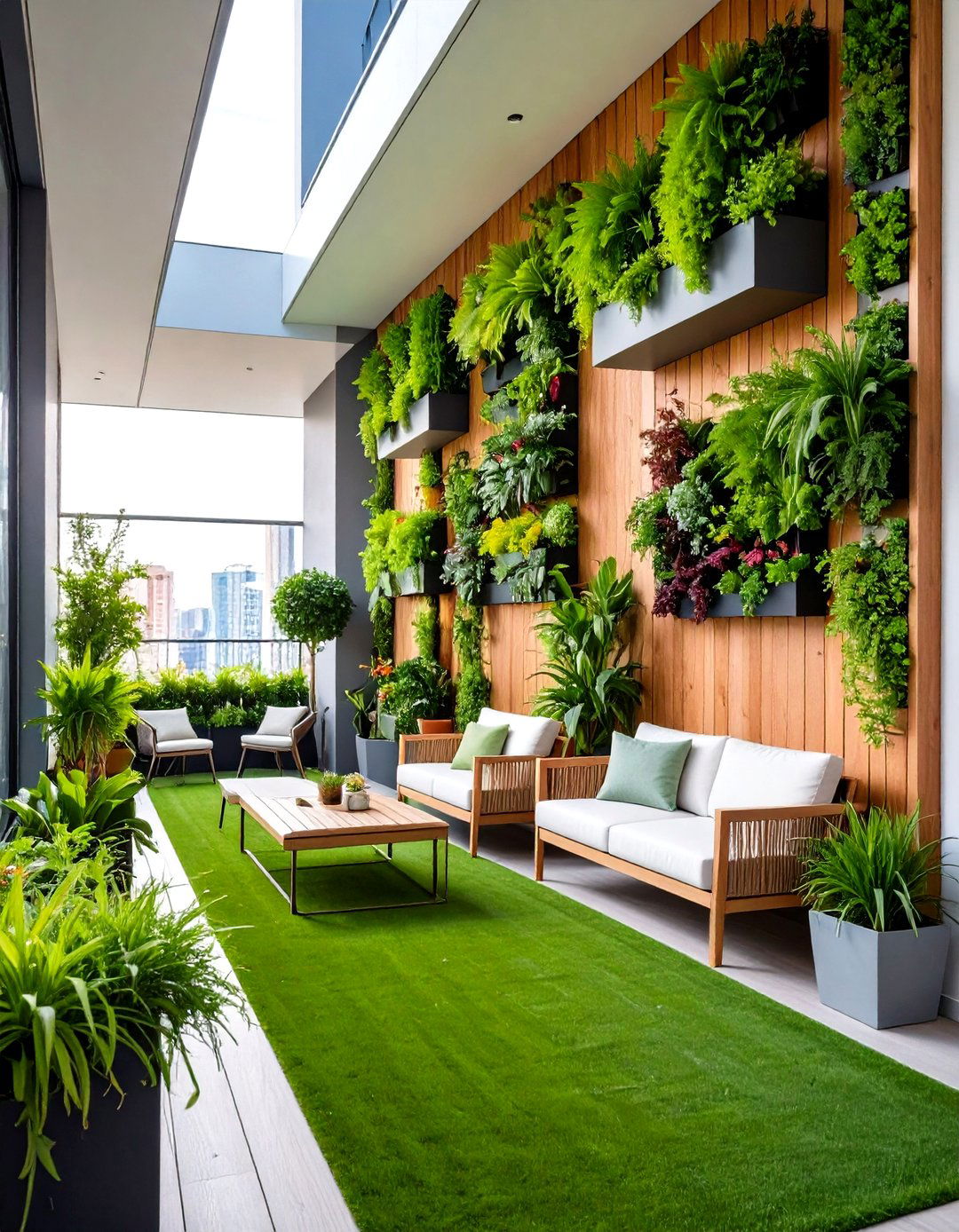 Living Wall with Real Grass Potty Pad - 24 Dog Balcony Ideas