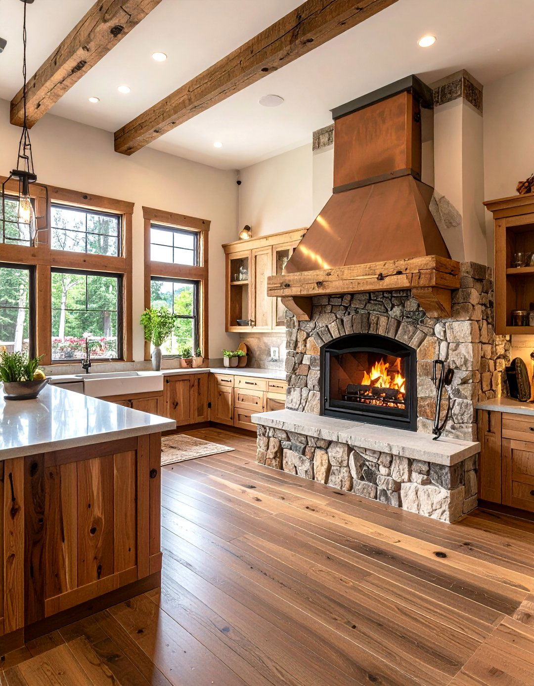Lodge Kitchen Fireplace - 24 Kitchens With Fireplaces