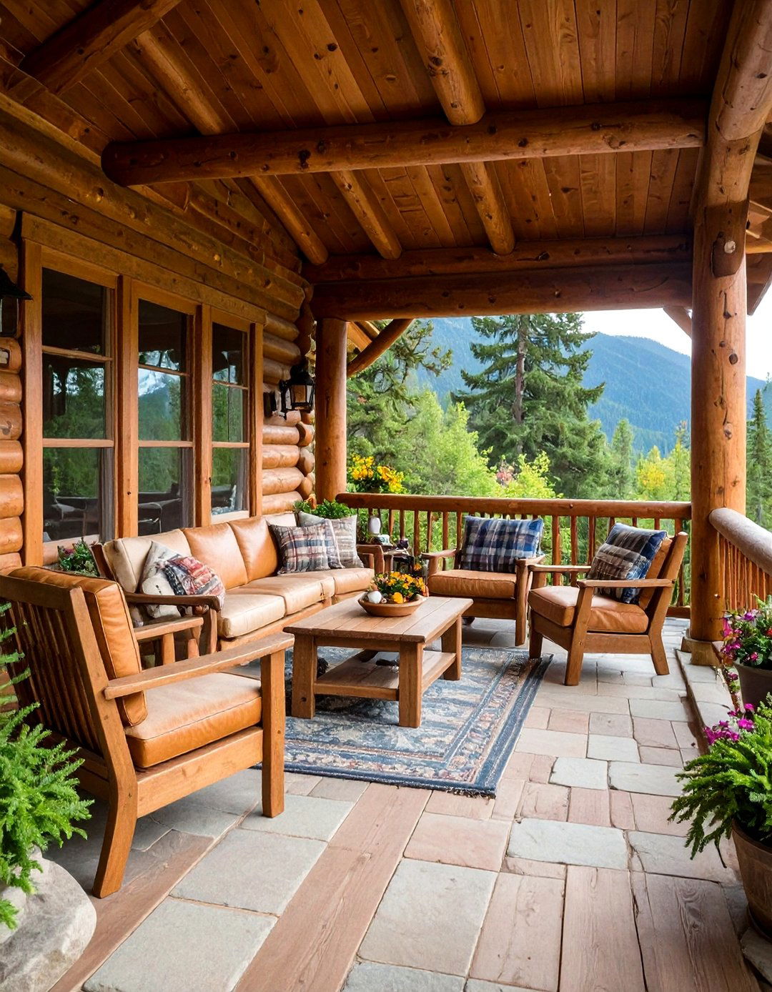Lodge Style Back Porch with Rustic Cabin Appeal - 24 Back Porch Ideas