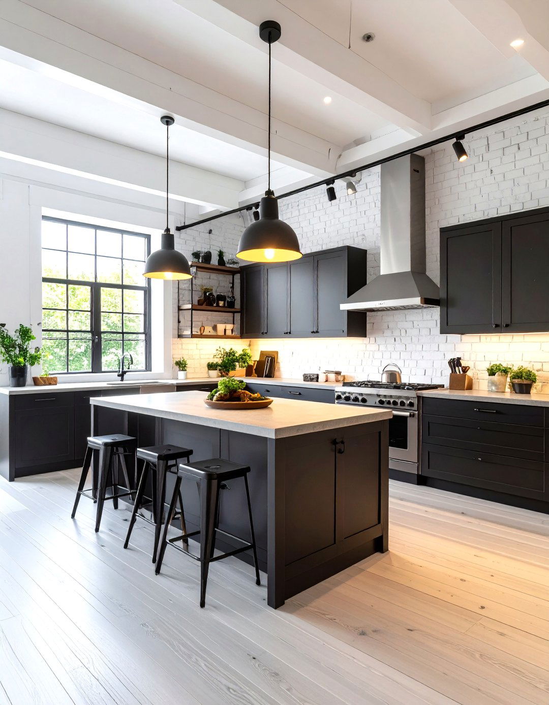 Loft Style Black and White Kitchen - 24 Black and White Kitchen Ideas