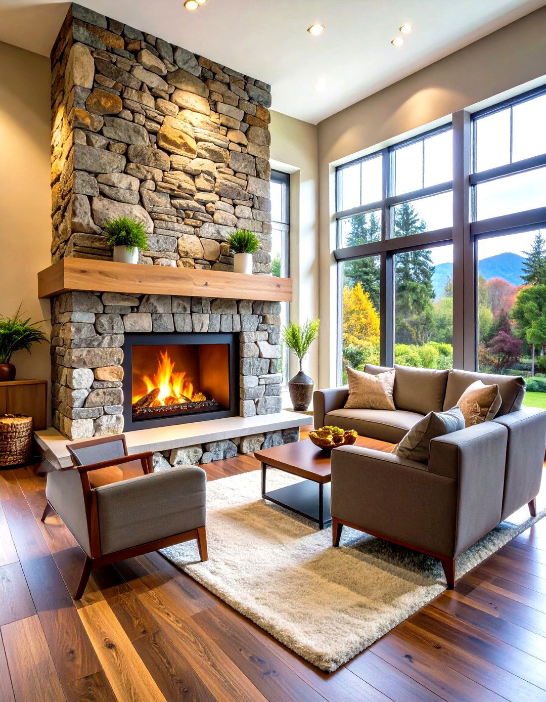 Log Burner with Natural Stone Surround - 24 Log Burner Ideas