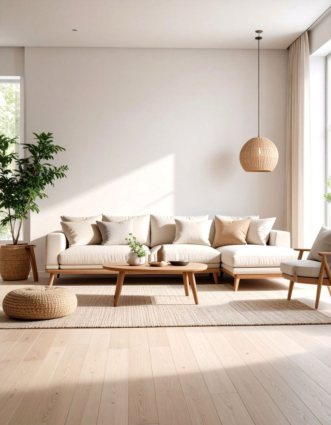 Low Profile Seating Arrangement - 24 Japandi Living Room Ideas