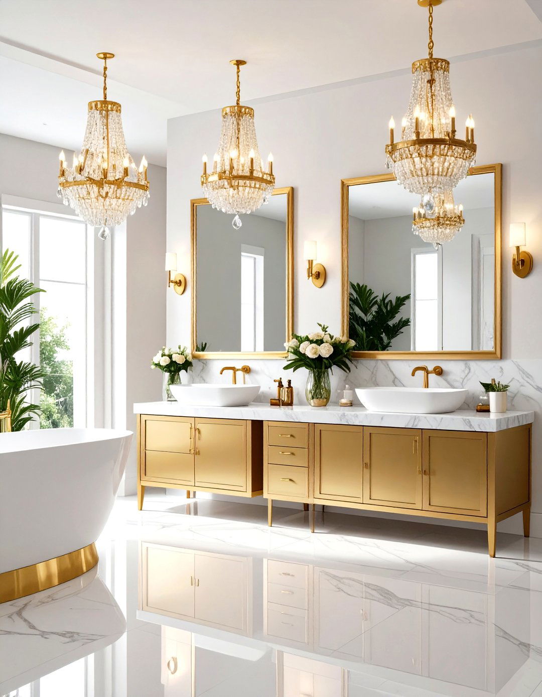 Luxurious Gold and Crystal Bathroom - 24 Gold Bathroom Ideas