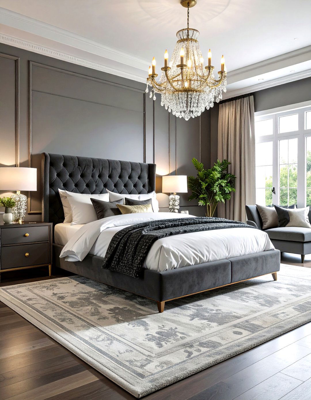 Luxurious Grey Velvet Upholstery Theme - 24 Grey and White Bedroom Ideas