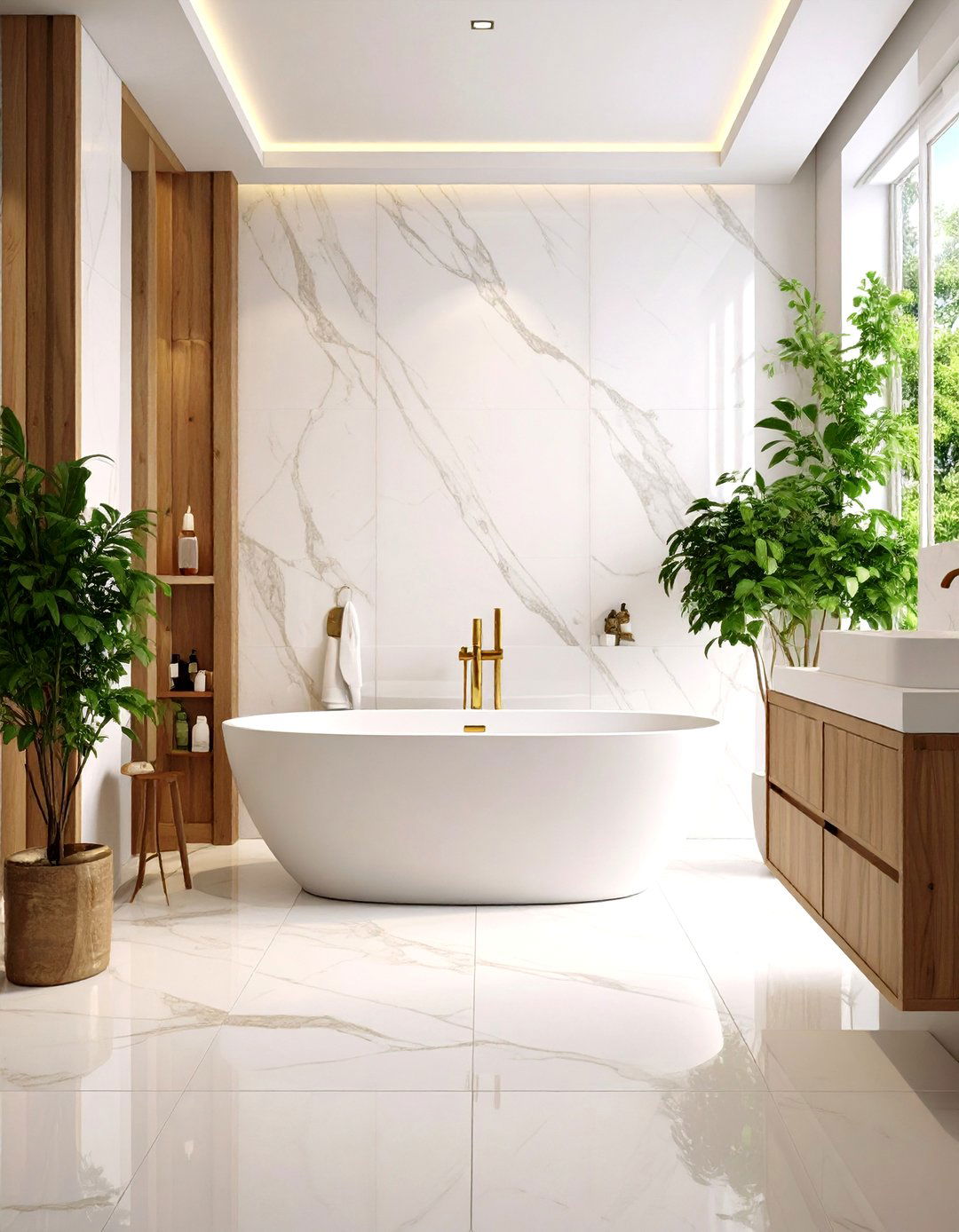 Luxurious Marble Effect Wall Panels - 24 Bathroom Wall Paneling Ideas