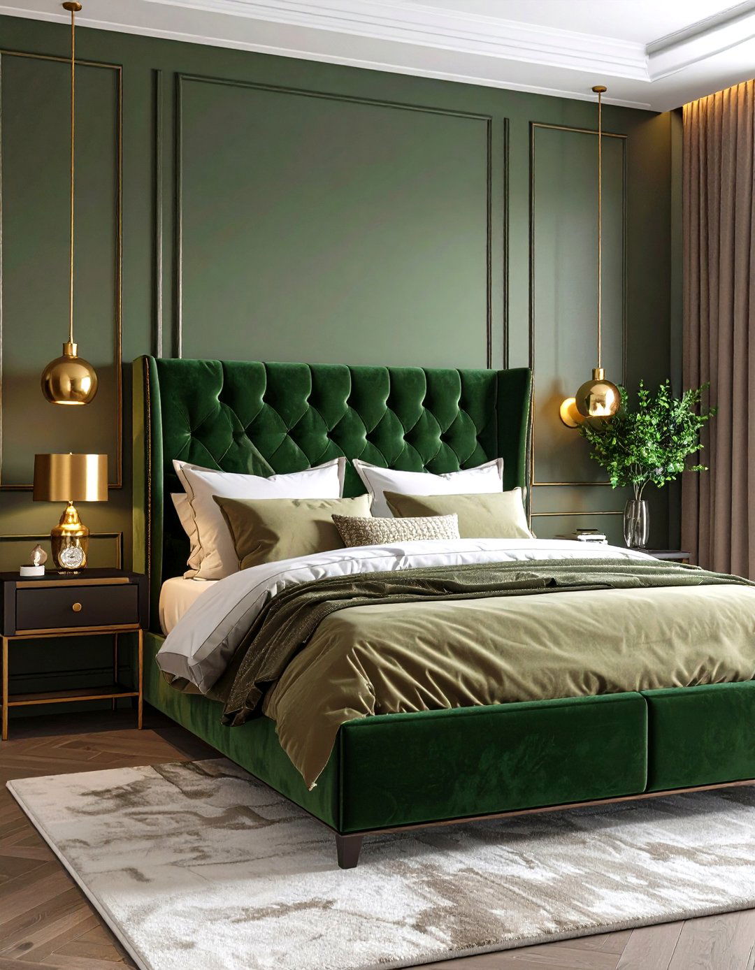 Luxurious Olive Green Velvet Textures - 24 Olive Green Bedroom Ideas