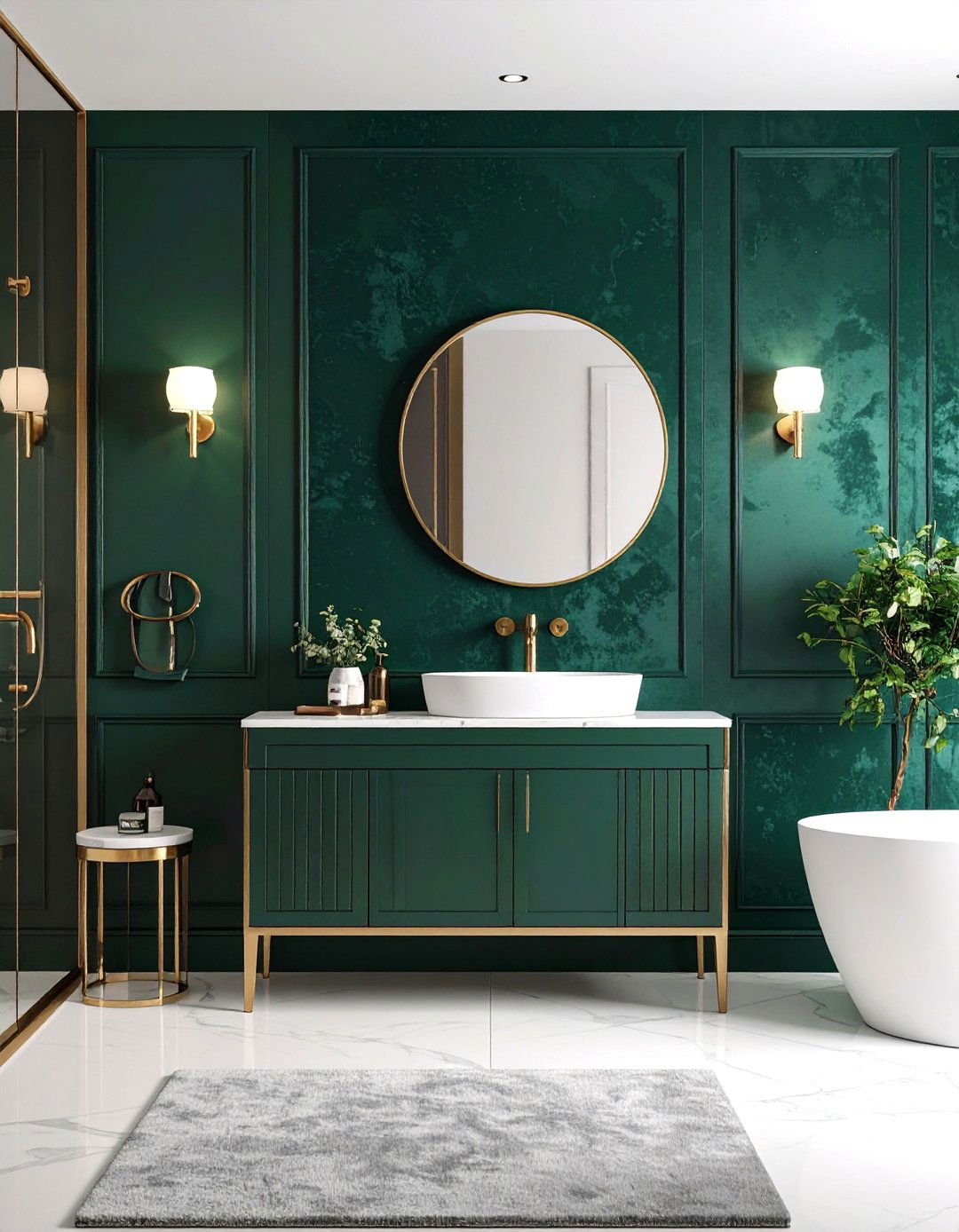 Luxurious Velvet Texture Bathroom Accent Wall - 24 Bathroom Accent Wall Ideas