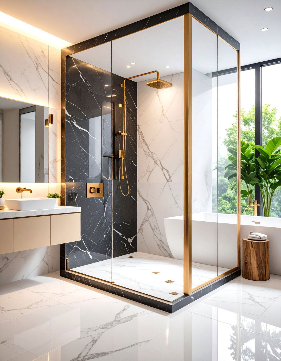 Luxury Black Marble Shower Enclosures - 24 Black Marble Bathrooms