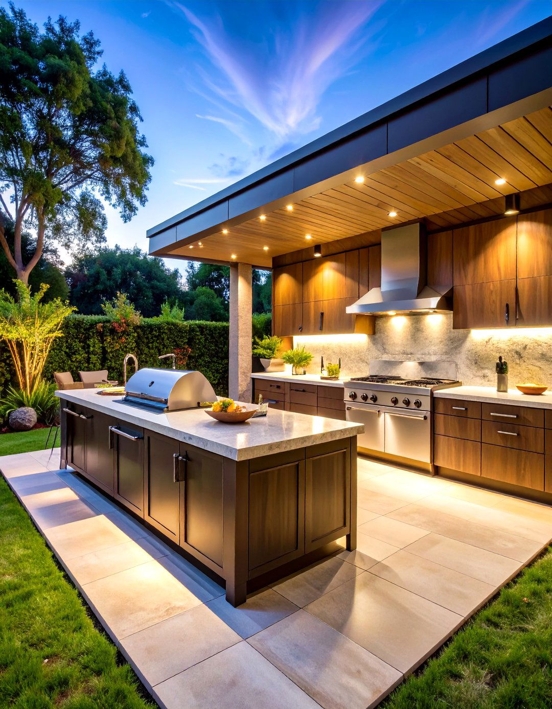 Luxury Compact Outdoor Kitchen with High End Appliances - 24 Small Outdoor Kitchen Ideas