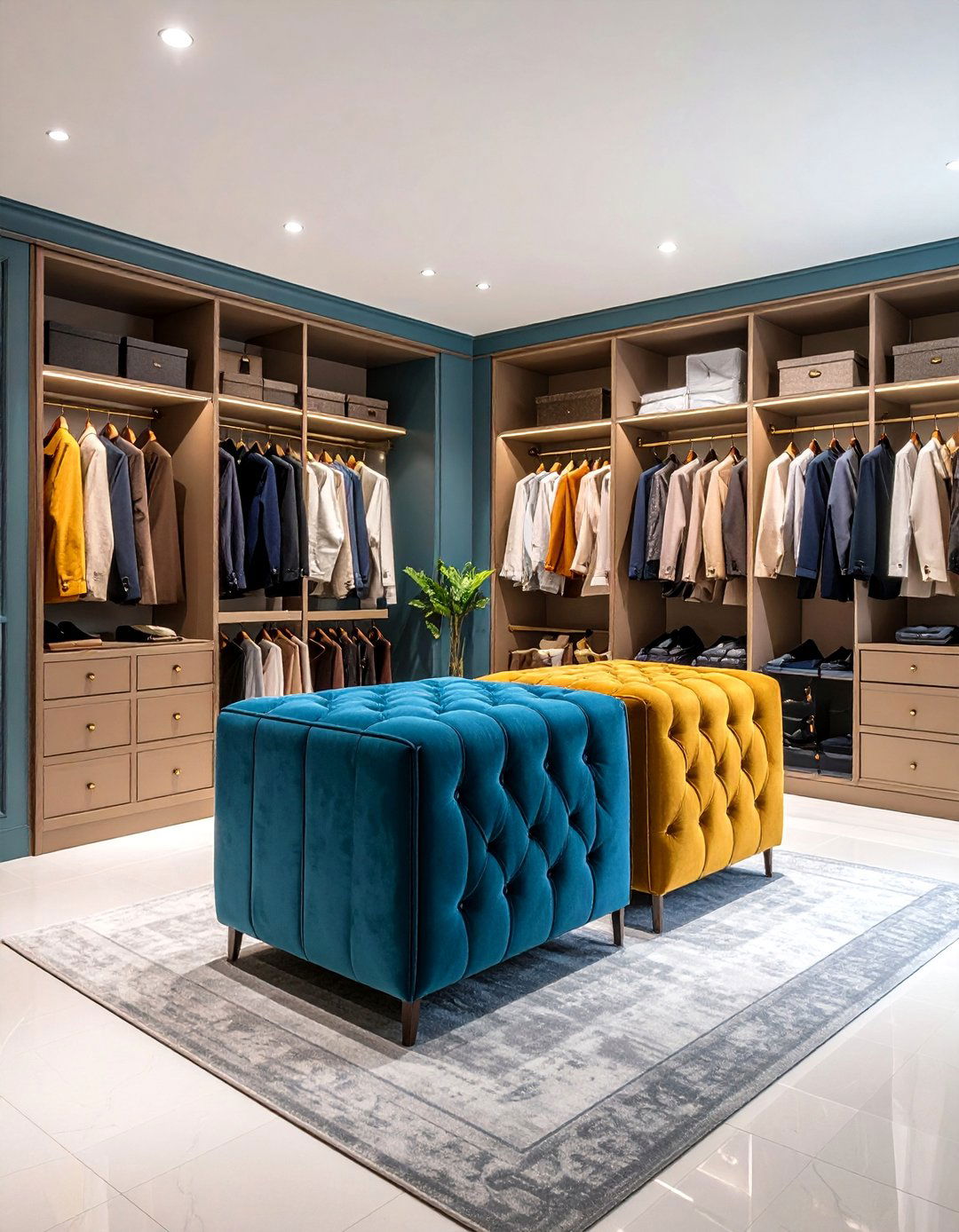 Luxury Fabric Upholstered Island - 24 Closet Island Ideas